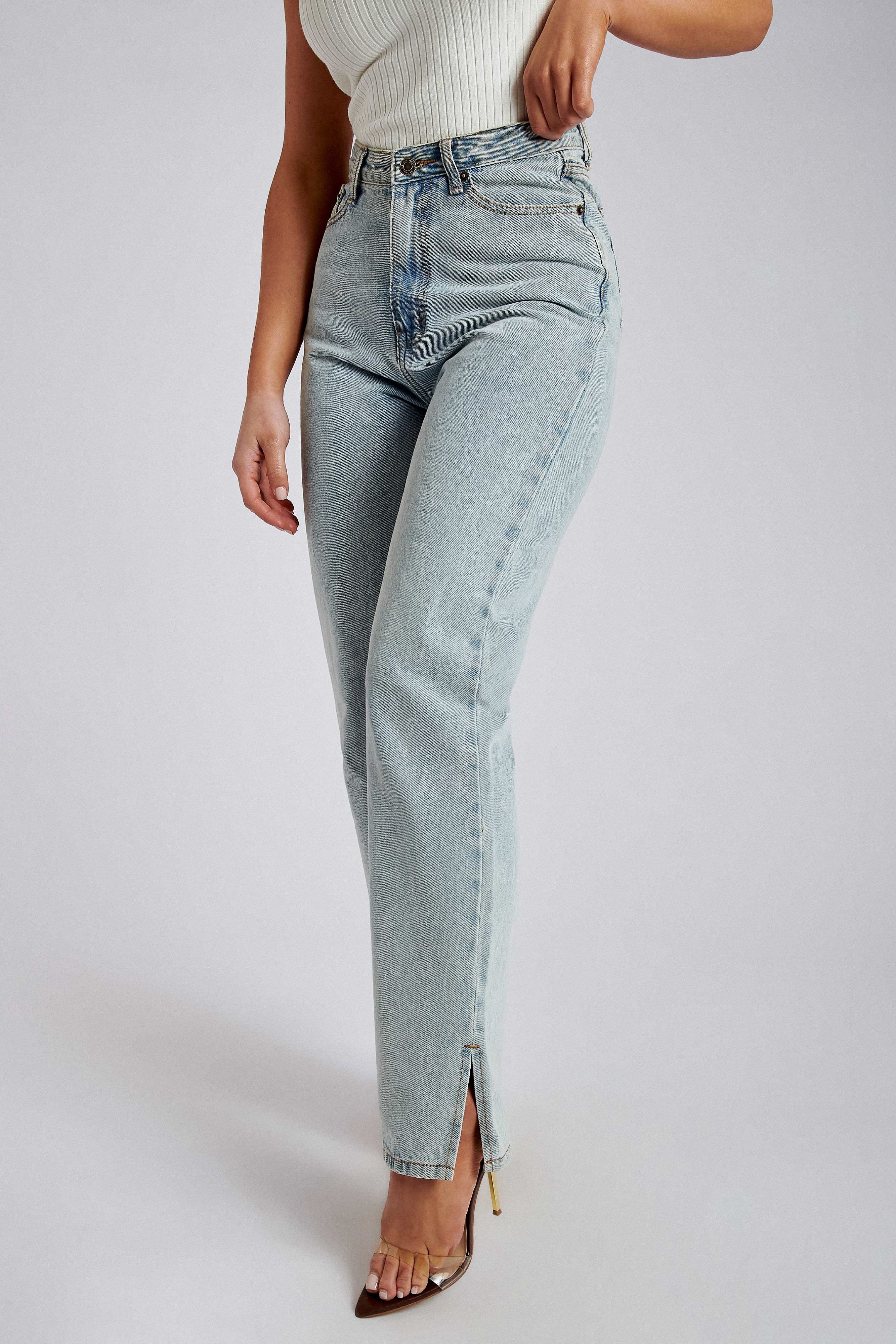 Pia Split Side Wide Leg Jean - Light Blue sold by Meshki product image thumbnail 2