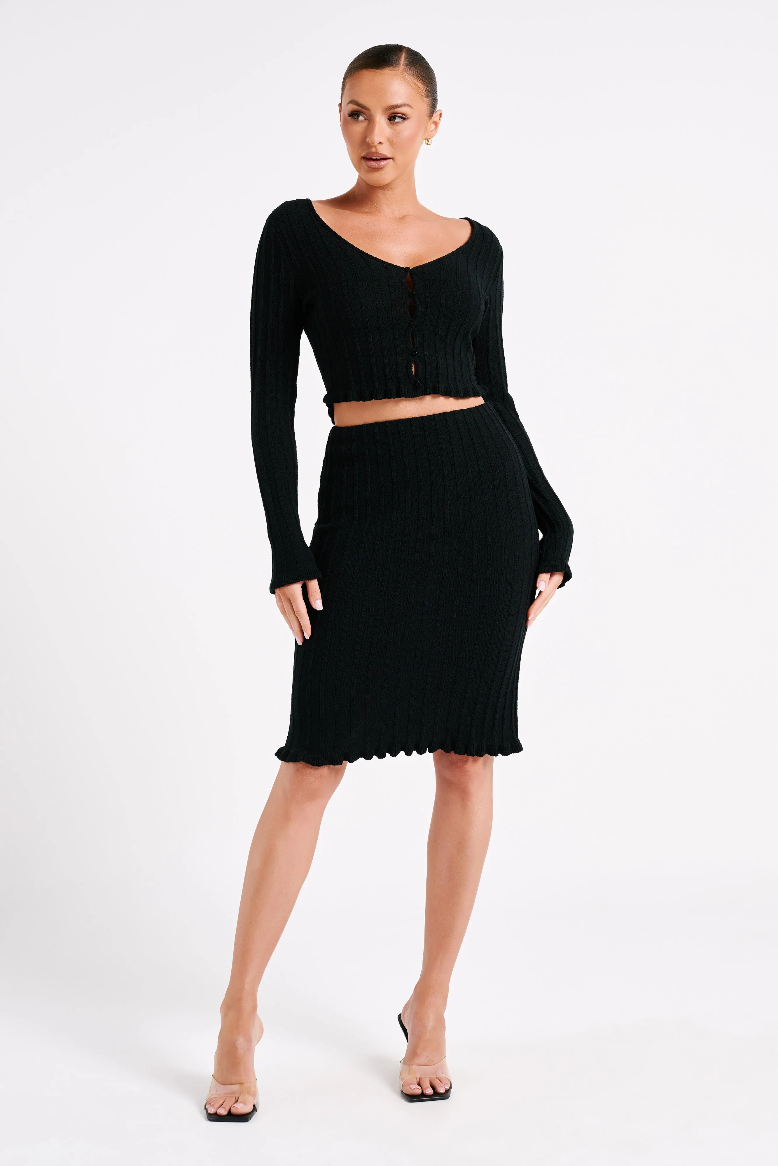 Silvia Knit Midi Skirt - Black sold by Meshki product image thumbnail 4