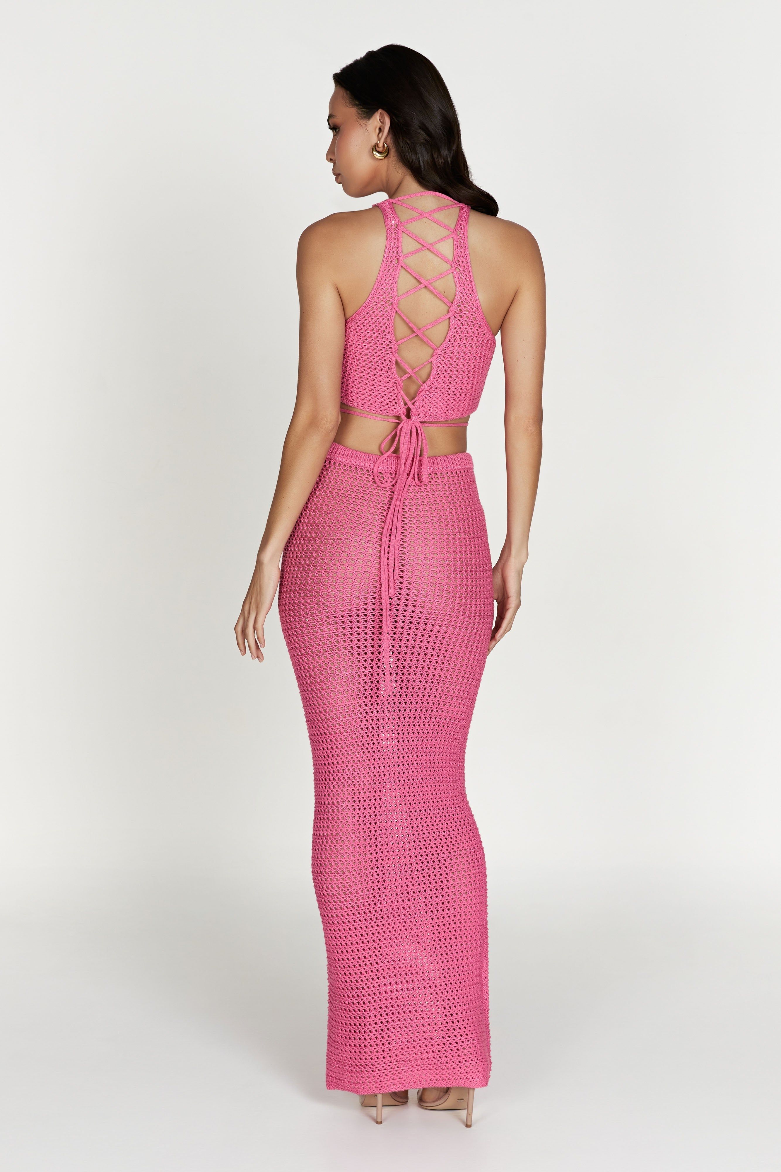 Raquel Crochet Maxi Skirt - Bubblegum Pink sold by Meshki product image thumbnail 11