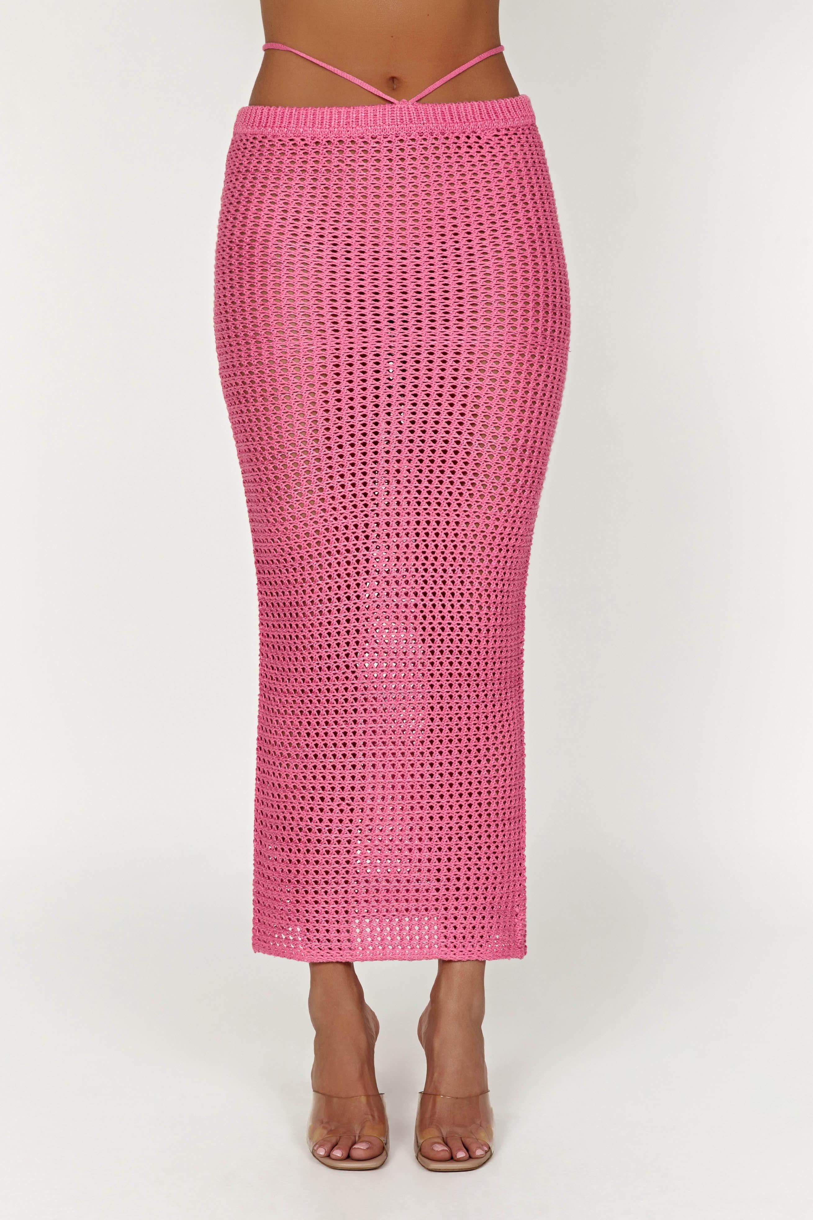 Raquel Crochet Maxi Skirt - Bubblegum Pink sold by Meshki product image thumbnail 2