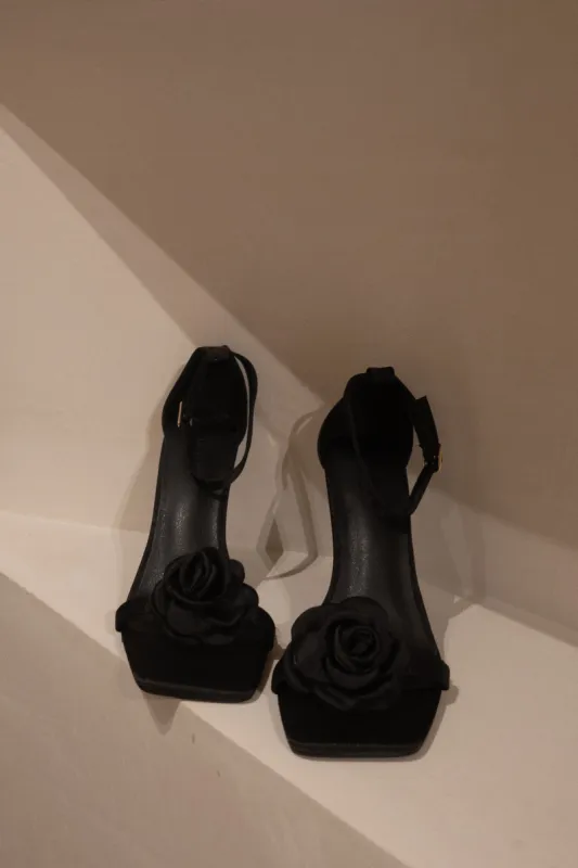 Lara Rose Satin Heel - Black made by Meshki