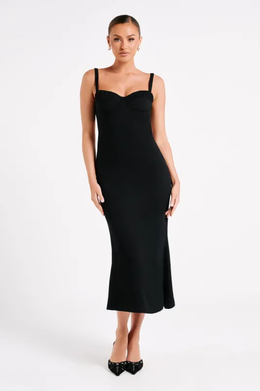 Constance Cupped Midi Dress - Black sold by Meshki