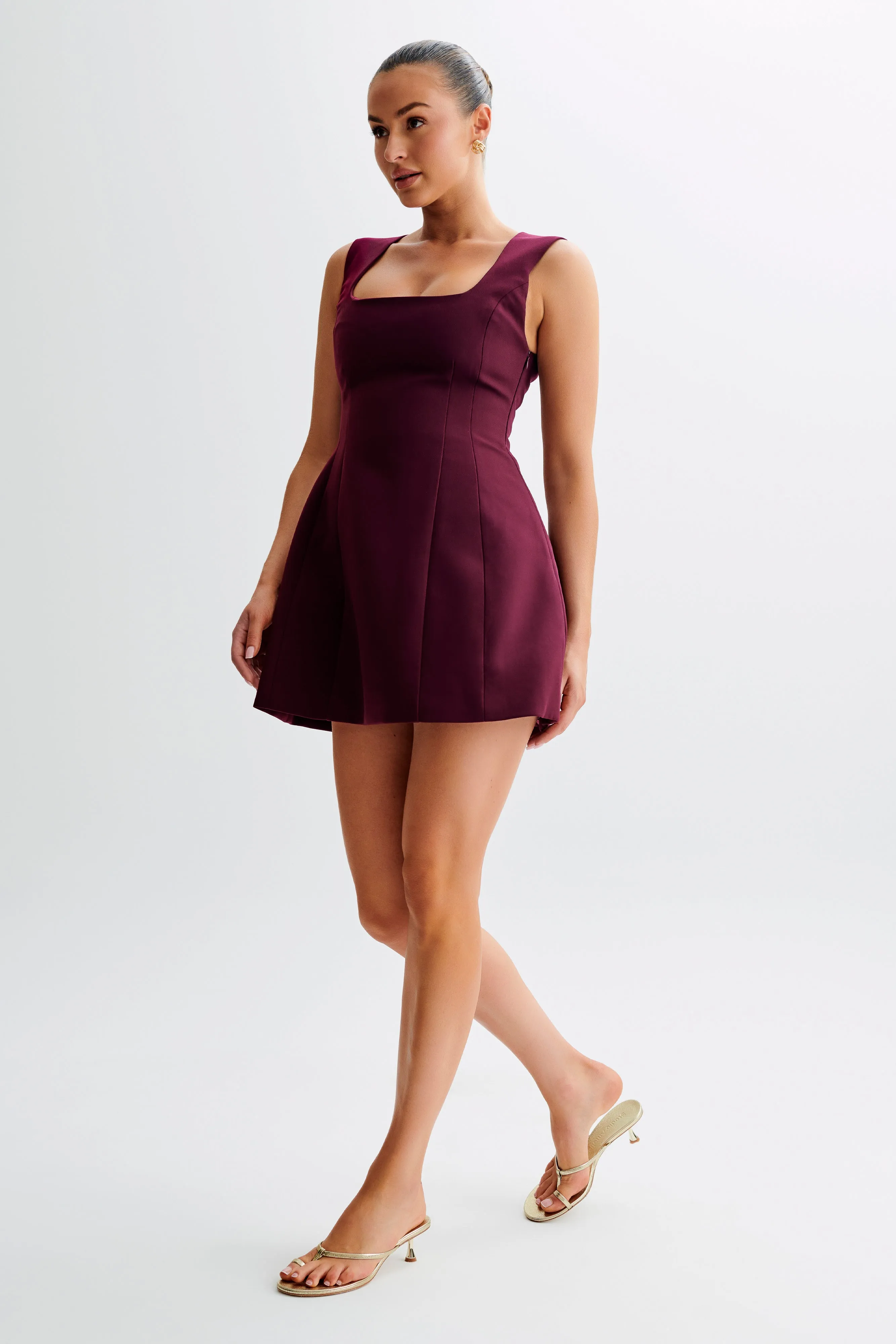 Lysandre Crepe Mini Dress - Plum sold by Meshki product image thumbnail 4