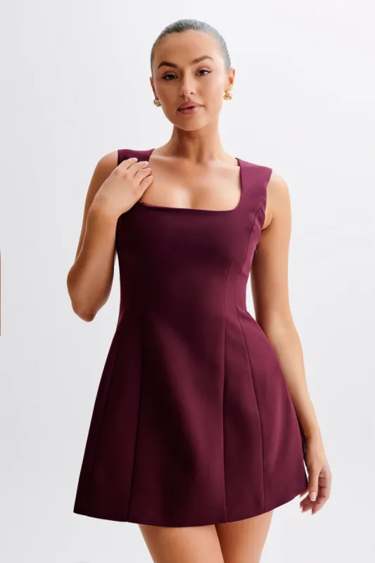 Lysandre Crepe Mini Dress - Plum sold by Meshki