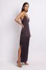 Karissa Side Split Maxi Dress - Charcoal sold by Meshki