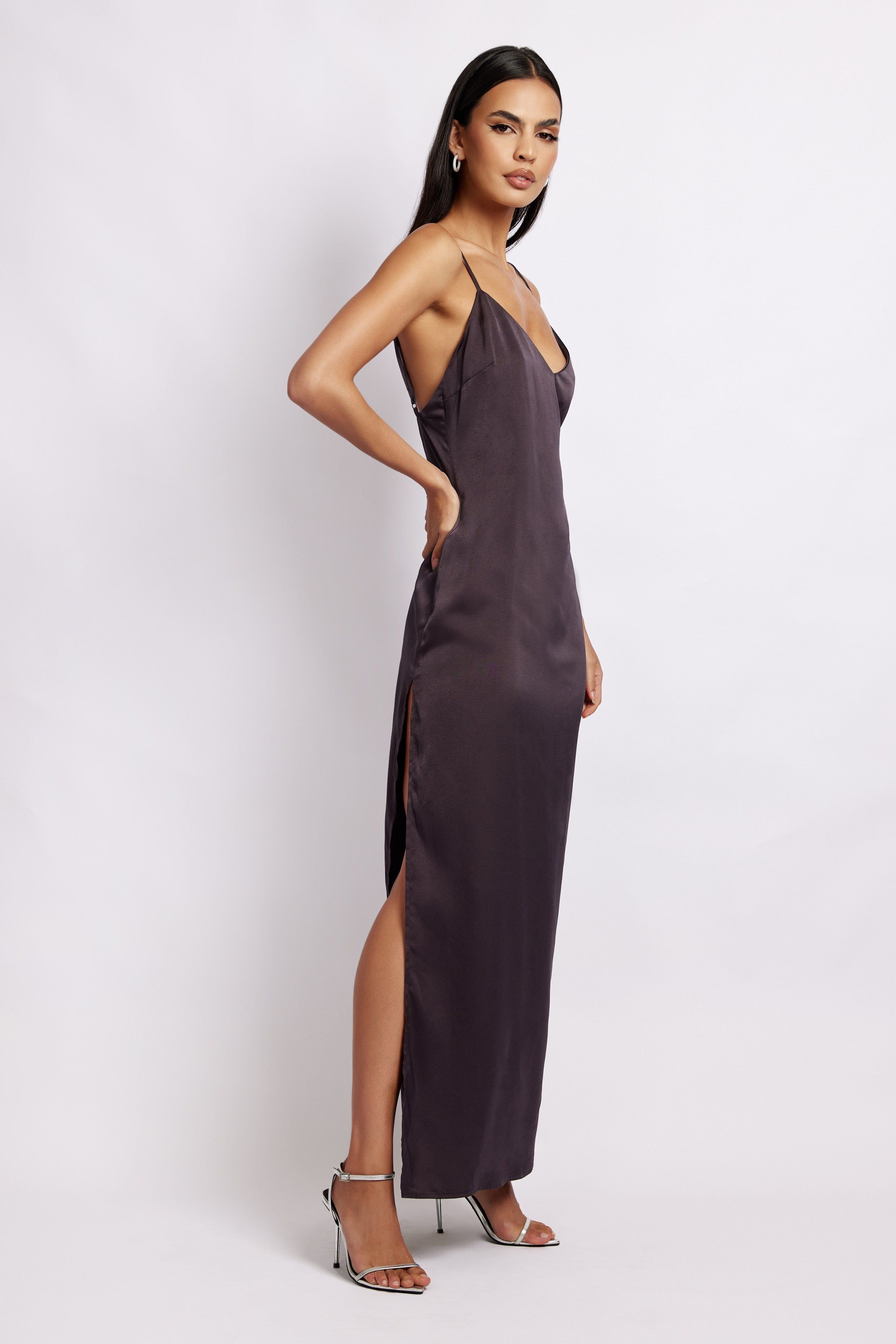 Karissa Side Split Maxi Dress - Charcoal sold by Meshki product image thumbnail 4