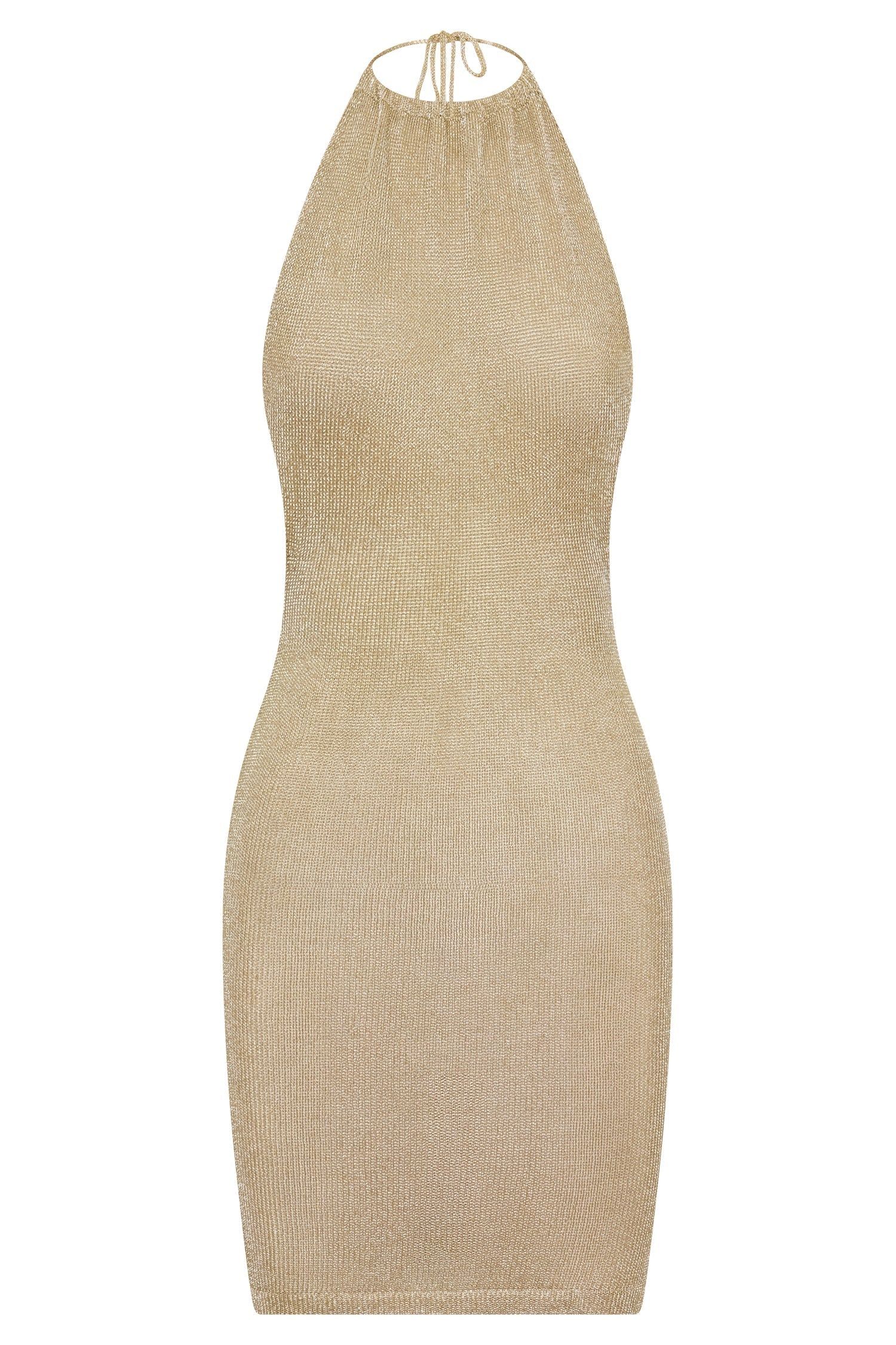 Tala Halter Neck Mini Dress - Gold sold by Meshki product image thumbnail 10