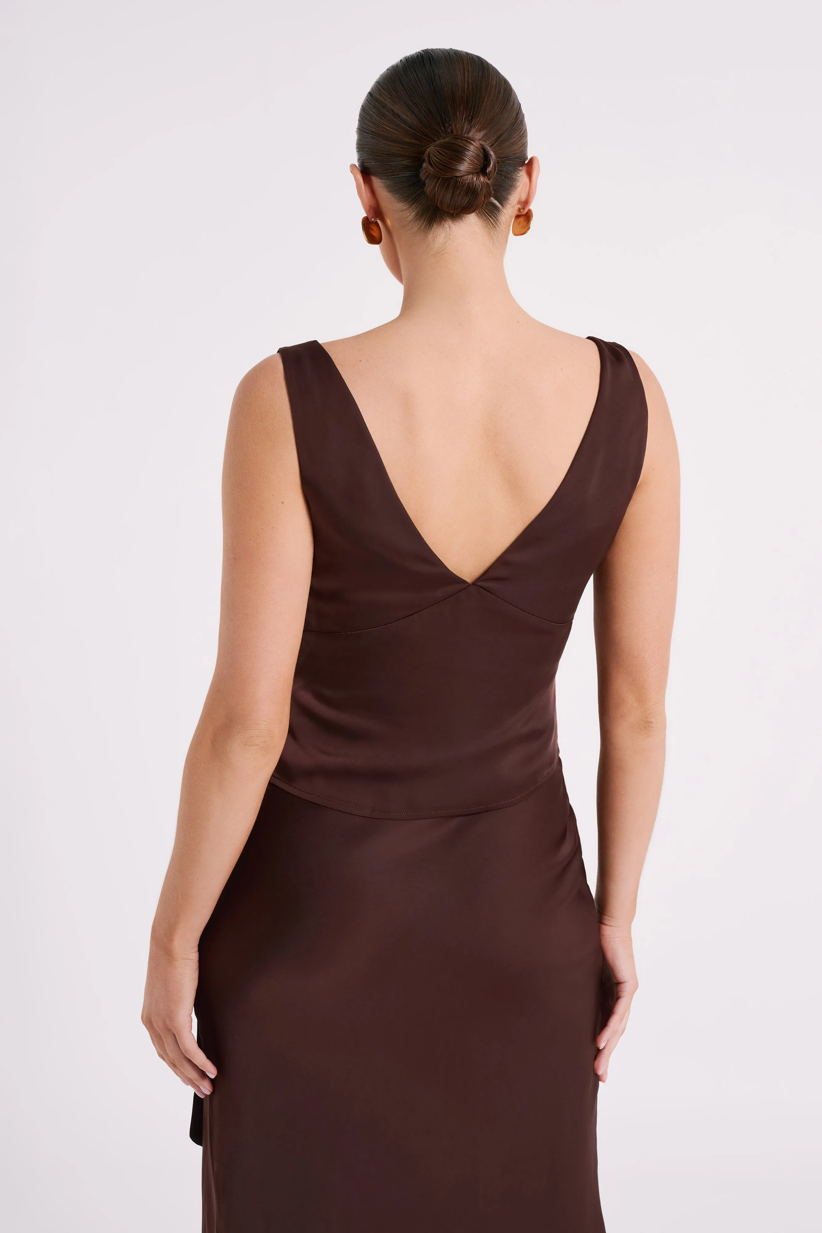 Edie Satin Top - Dark Chocolate sold by Meshki product image thumbnail 3