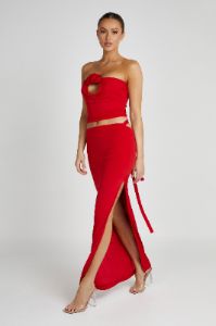 Megan Strapless Rose Top - Red sold by Meshki