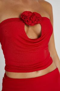 Megan Strapless Rose Top - Red sold by Meshki