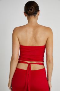 Megan Strapless Rose Top - Red sold by Meshki
