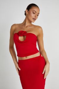 Megan Strapless Rose Top - Red sold by Meshki