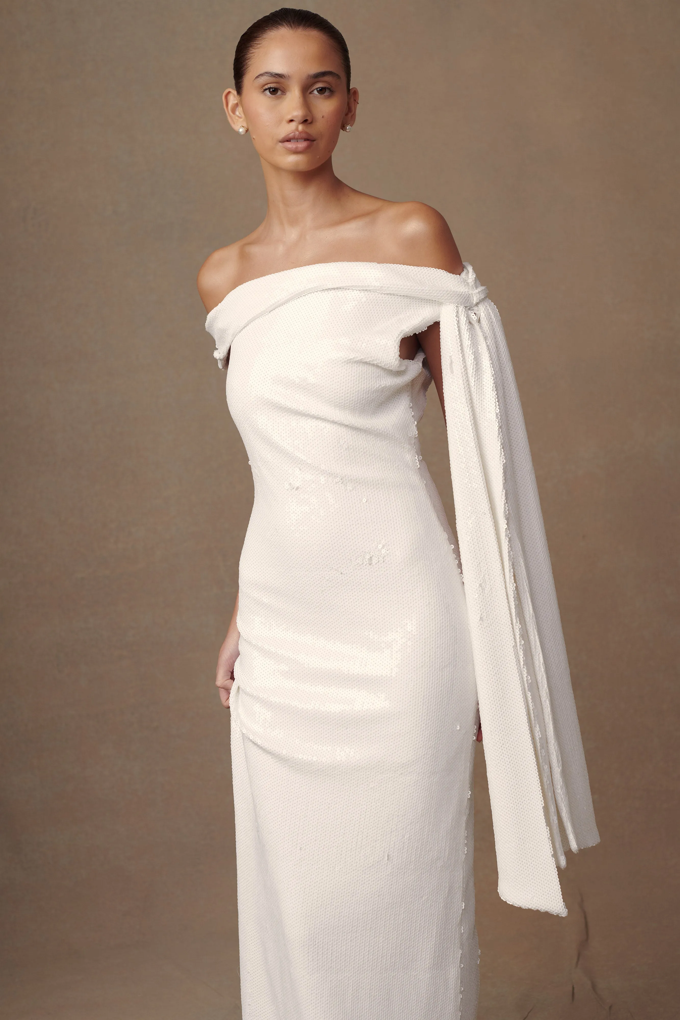 Catarina Sequin Maxi Dress - White sold by Meshki product image thumbnail 4