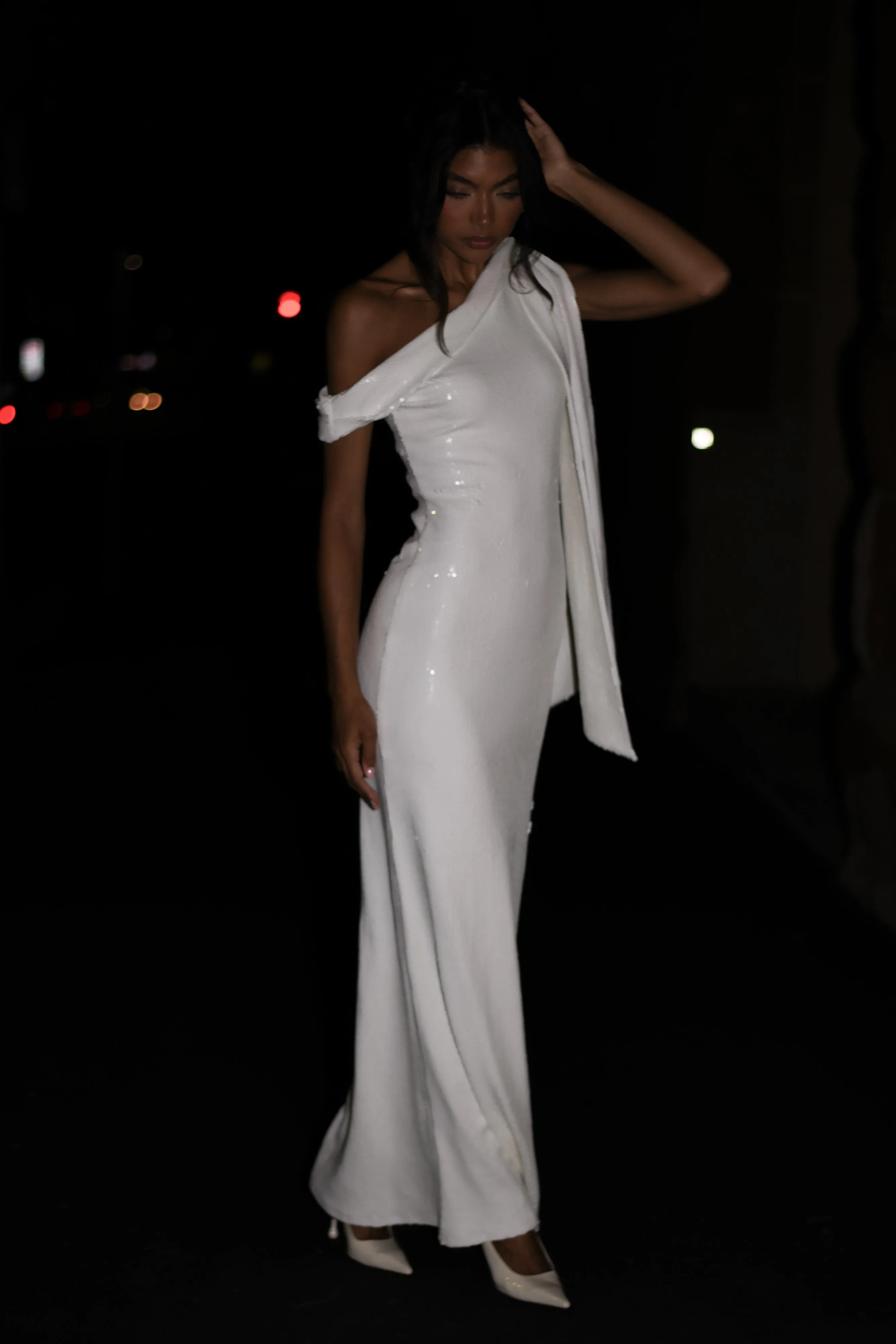 Catarina Sequin Maxi Dress - White sold by Meshki product image thumbnail 3