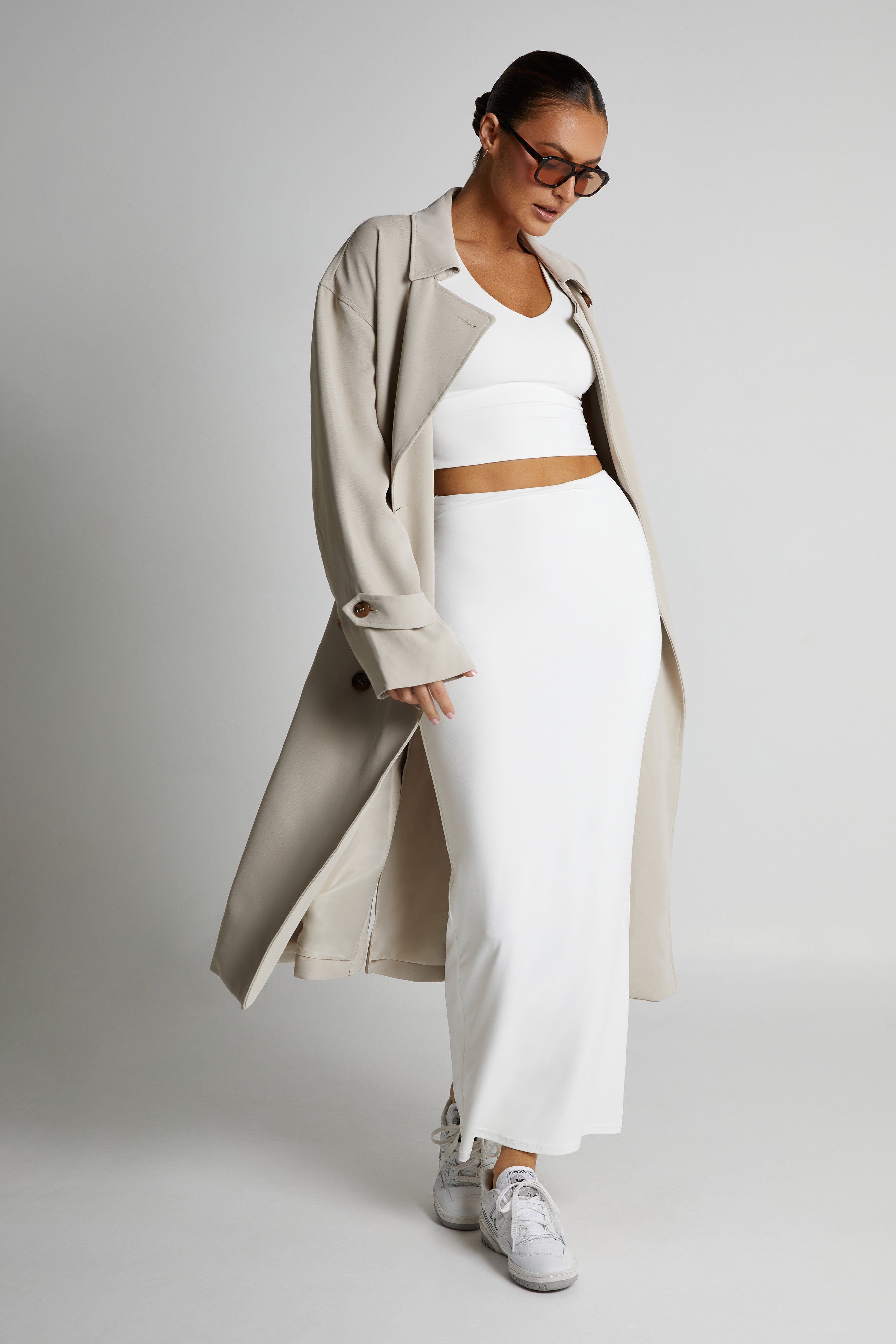 Olympia Recycled Nylon Fishtail Maxi Skirt - White sold by Meshki product image thumbnail 5