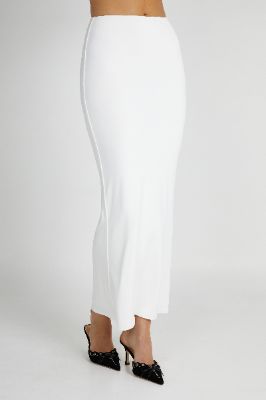 Olympia Recycled Nylon Fishtail Maxi Skirt - White sold by Meshki