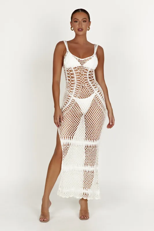 Josephine Crochet Maxi Dress - White sold by Meshki