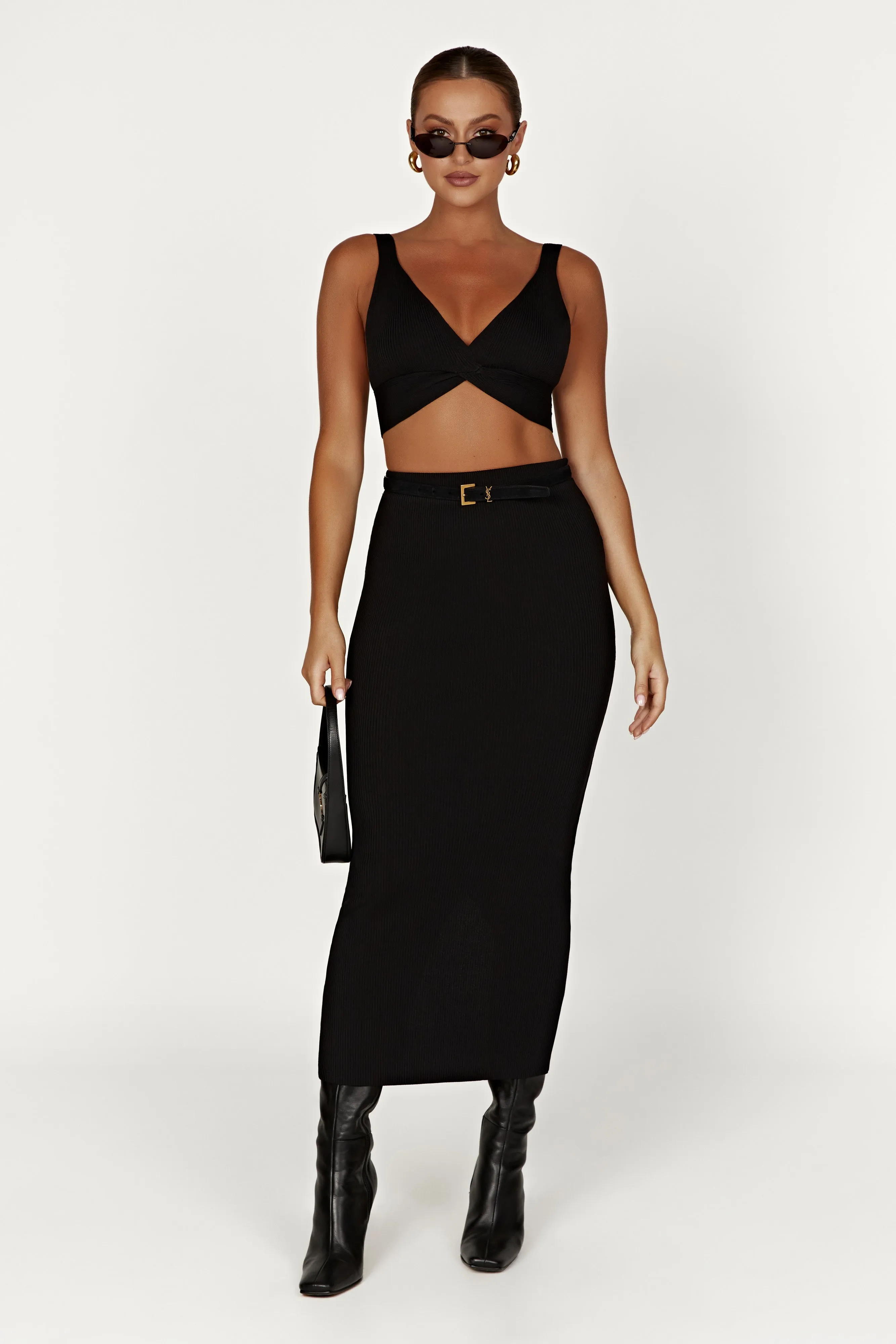 Kaesha Twist Front Knit Top - Black sold by Meshki product image thumbnail 4