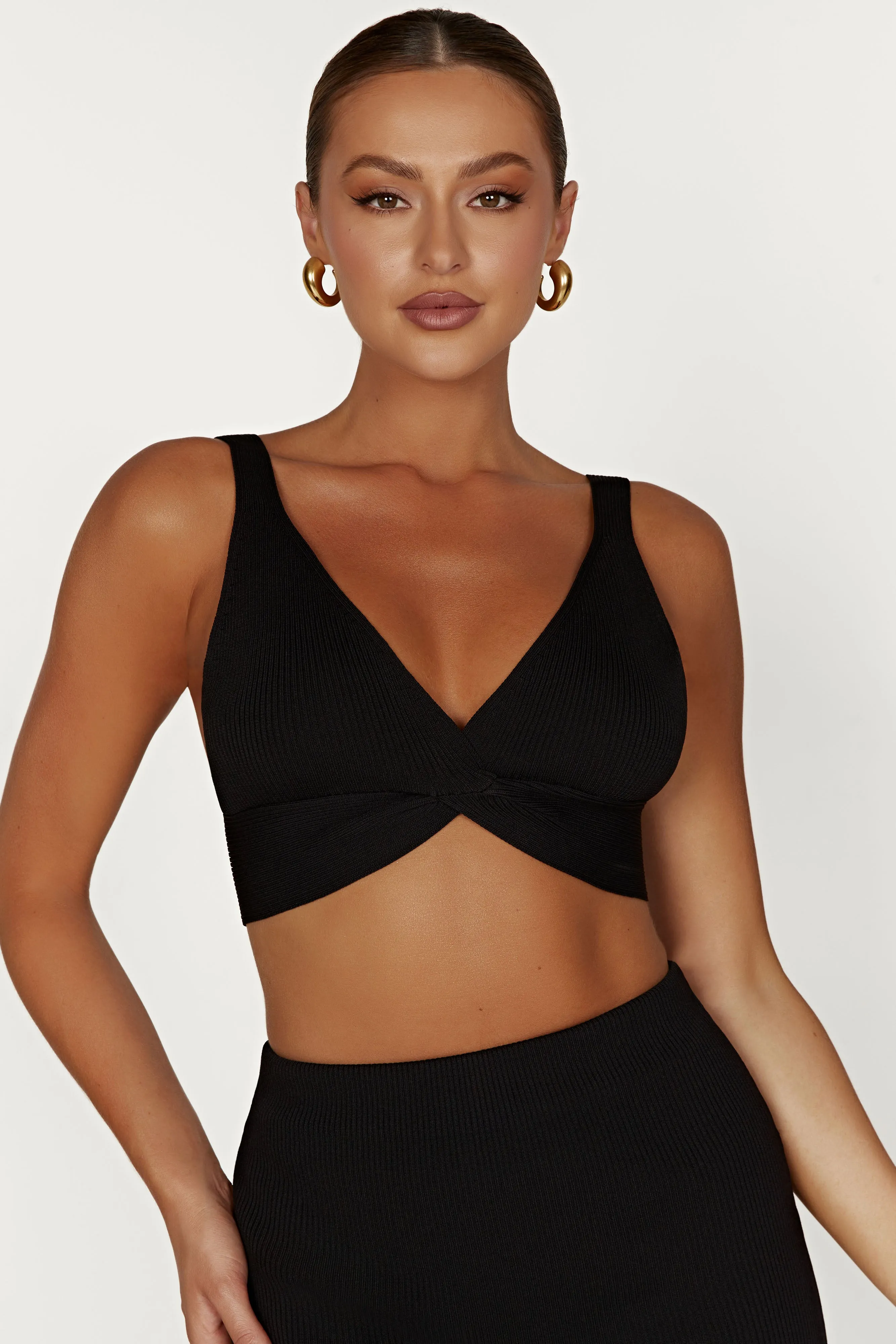 Kaesha Twist Front Knit Top - Black sold by Meshki product image thumbnail 5