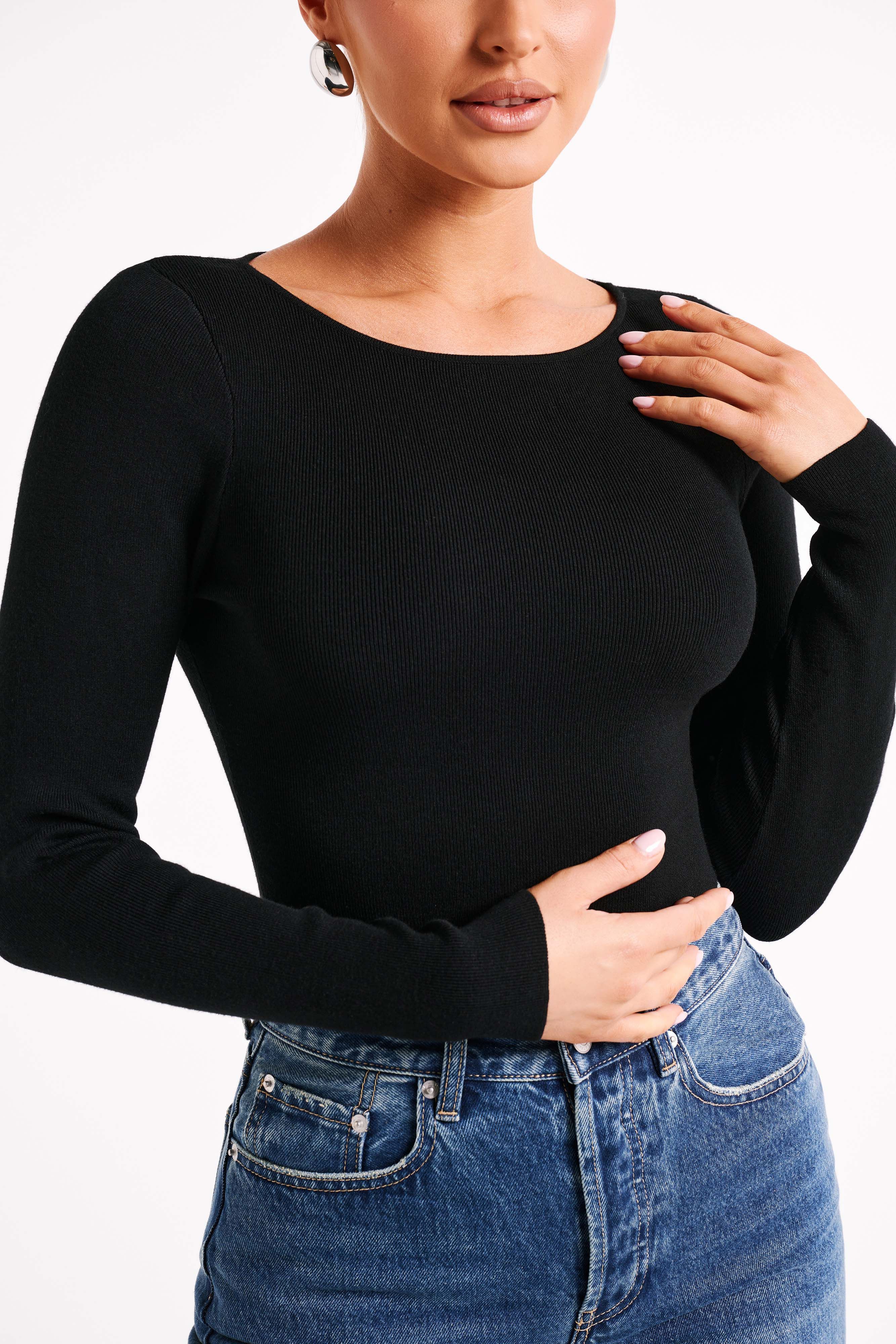 Haisley Long Sleeve Knit Top - Black sold by Meshki product image thumbnail 2