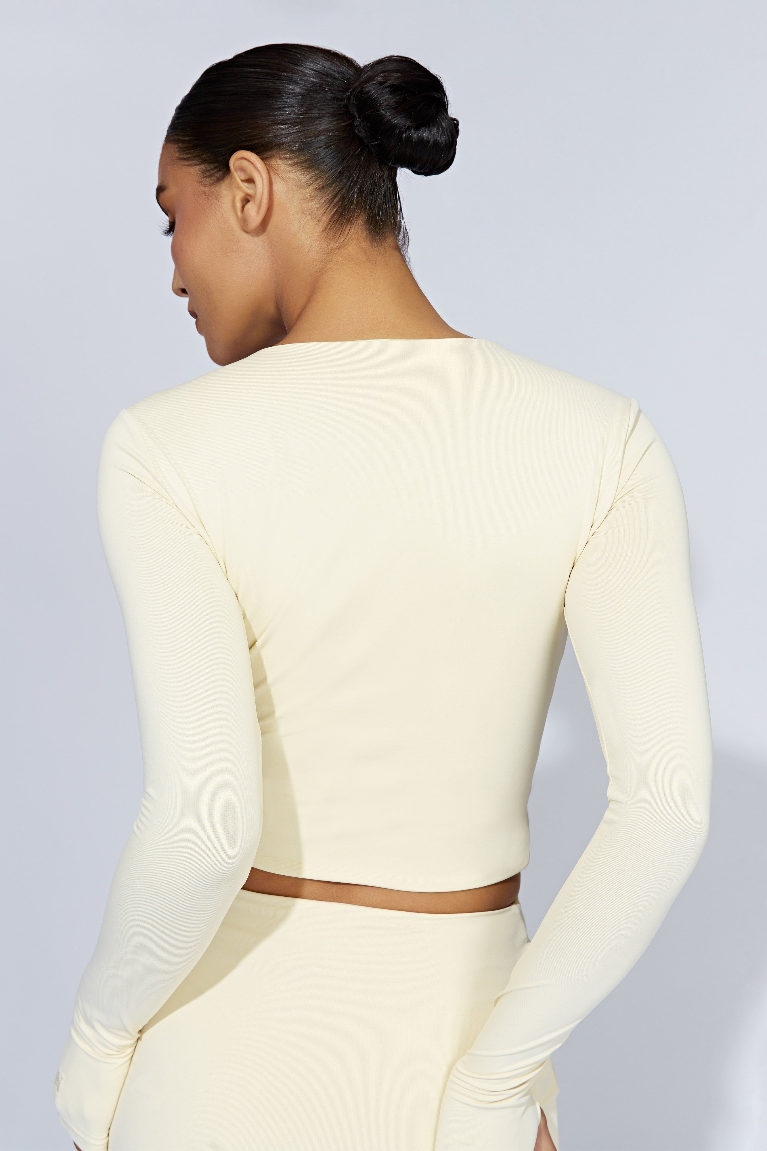 Estelle Long Sleeve Crop Top - Cream sold by Meshki product image thumbnail 2