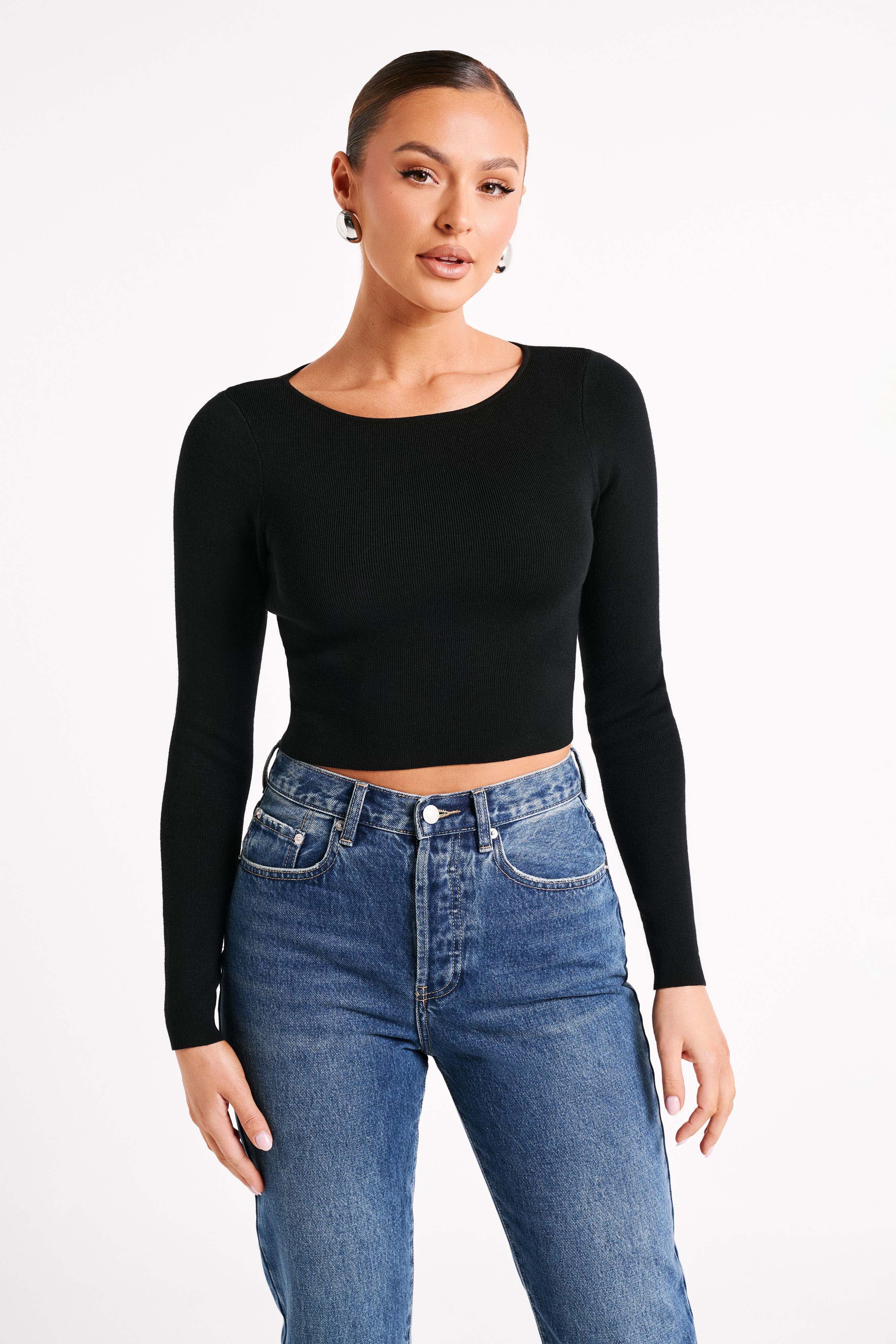 Haisley Long Sleeve Knit Top - Black sold by Meshki