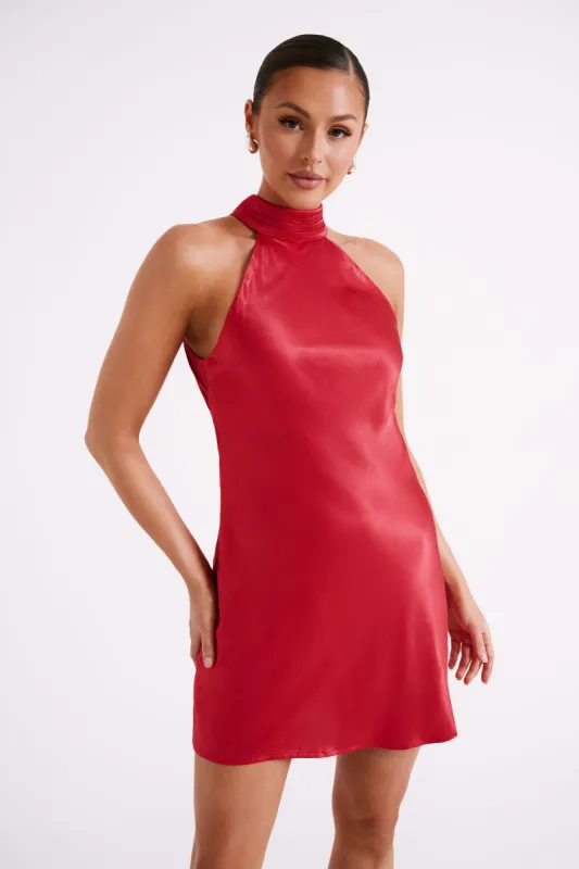 Claire A Line Mini Dress - Red sold by Meshki