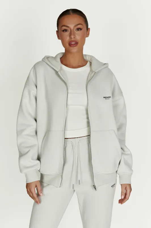 Corrie Unisex Zip Through Hoodie - Smoke Grey sold by Meshki