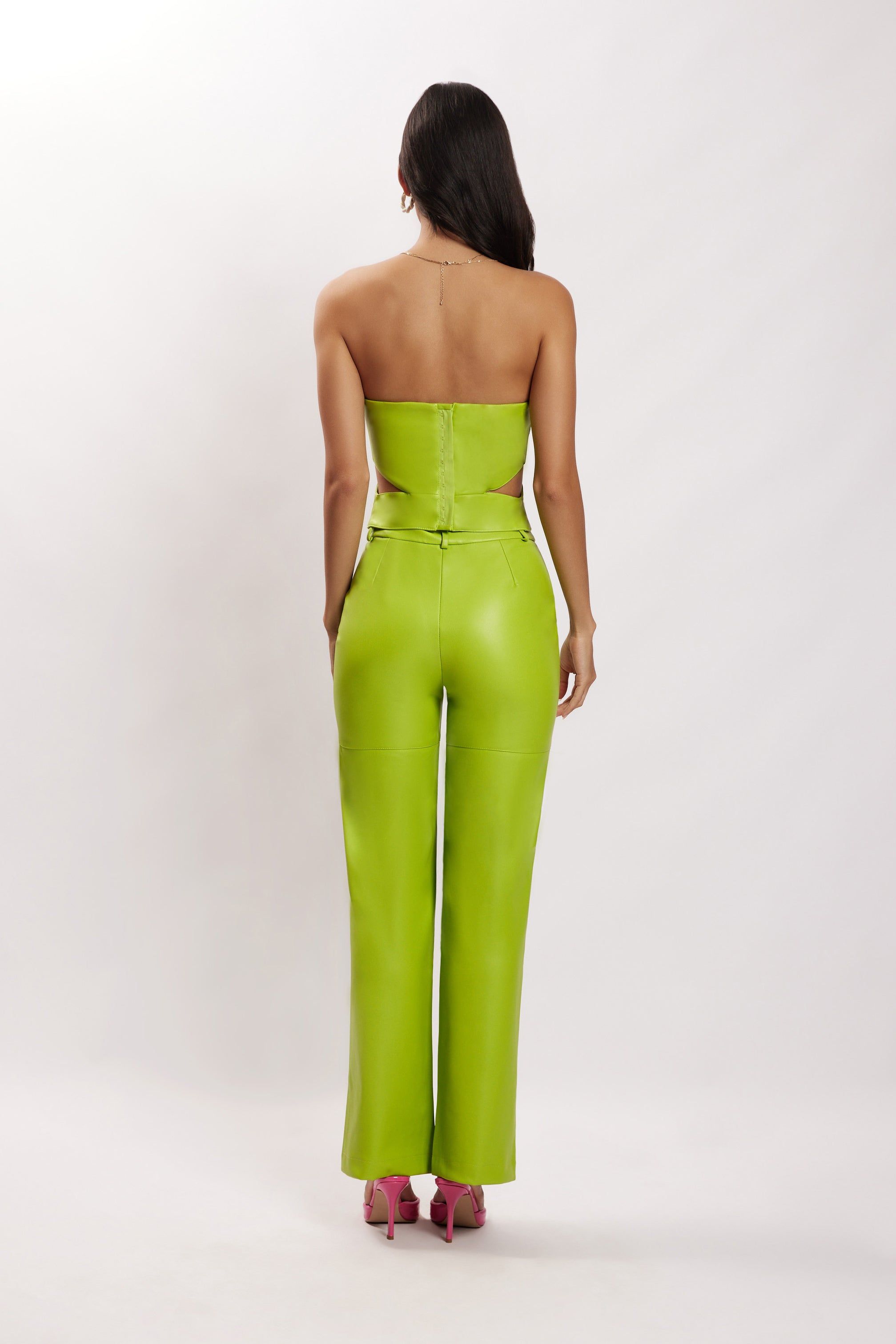 Sima Faux Leather High Waist Pants - Lime Green sold by Meshki product image thumbnail 2