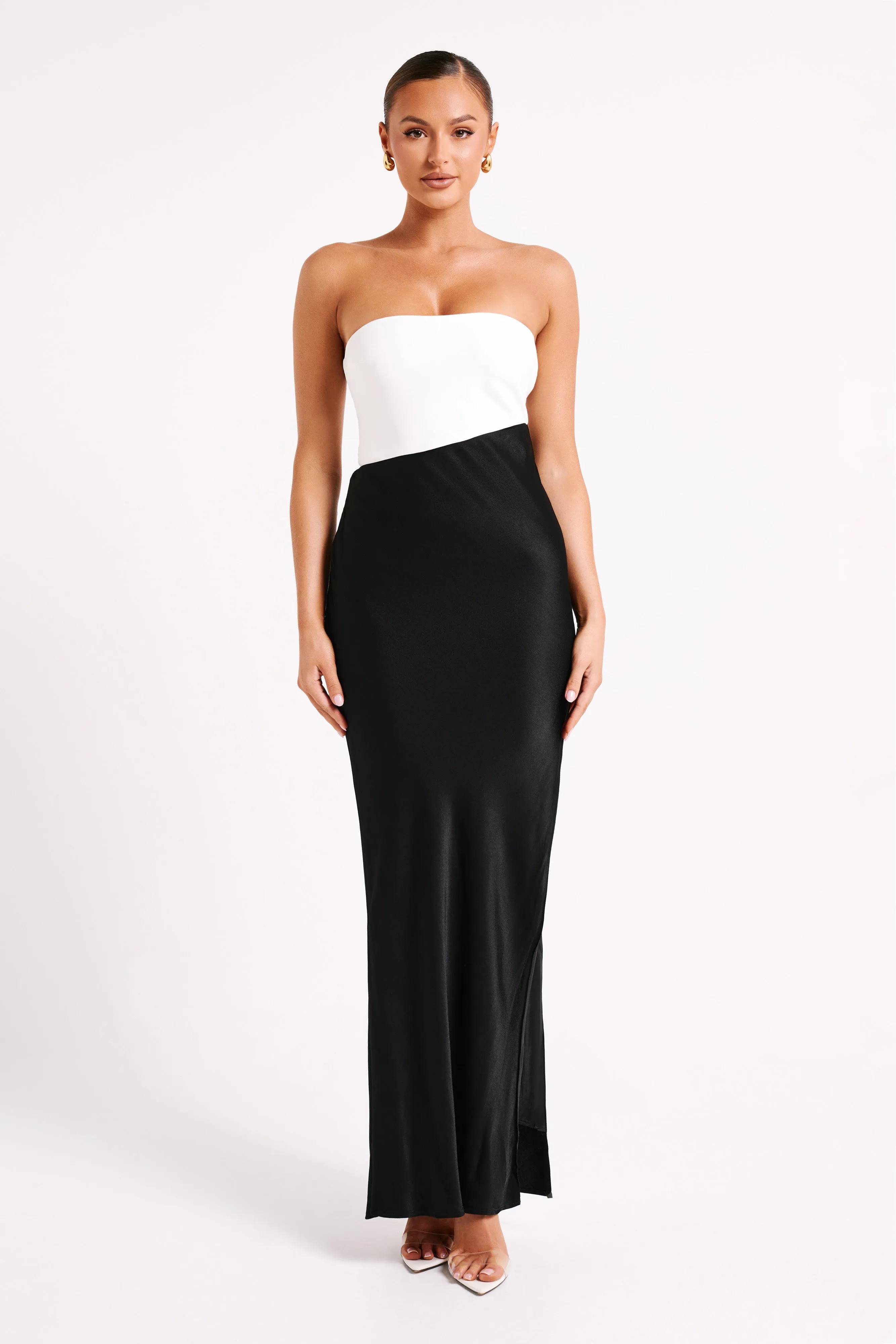 Miranda Contrast Maxi Dress - Black/White sold by Meshki