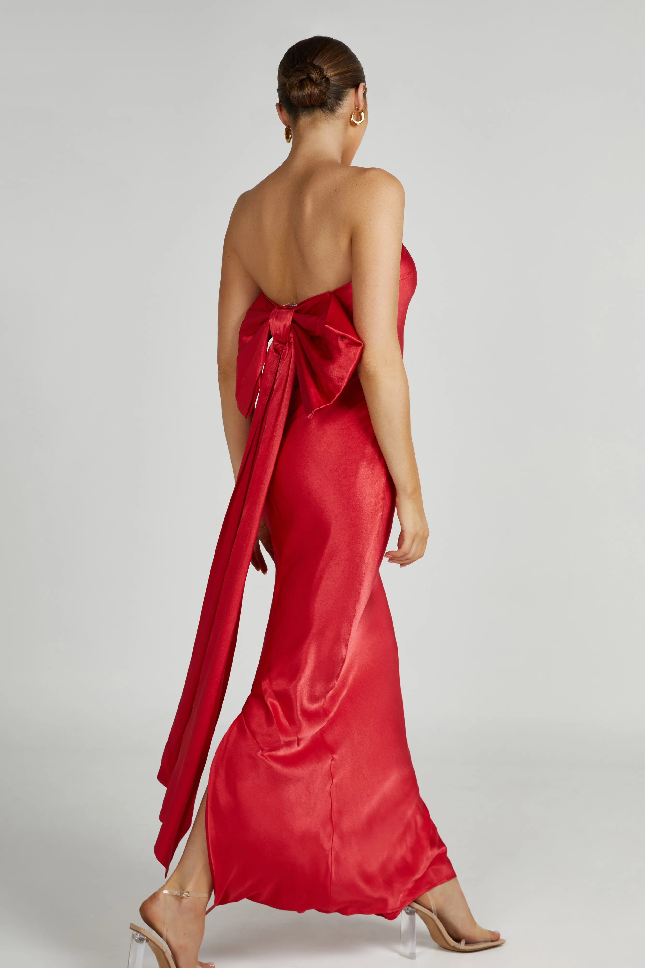 Rochelle Bow Back Satin Maxi Dress - Red sold by Meshki product image thumbnail 4