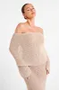 Marisol Off Shoulder Boucle Maxi Dress - Wheat sold by Meshki