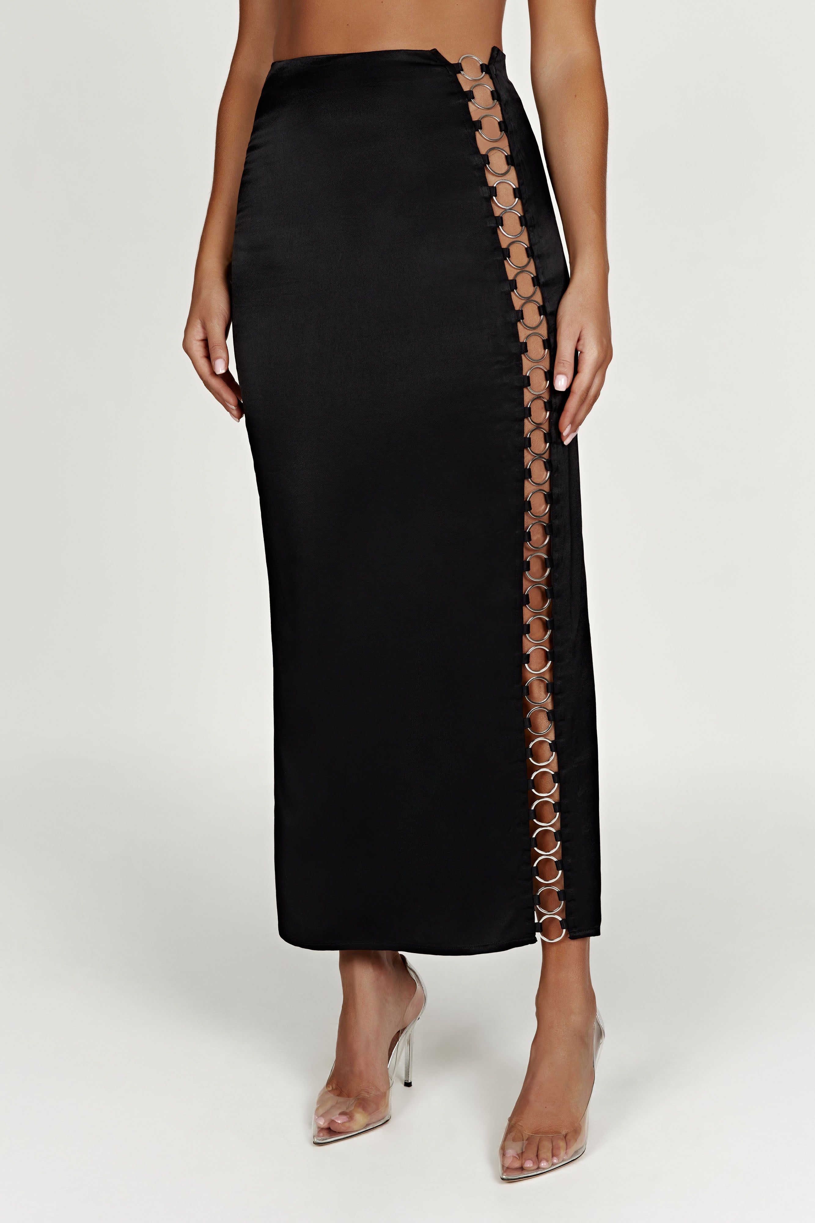 Jaida Ring Maxi Skirt - Black sold by Meshki