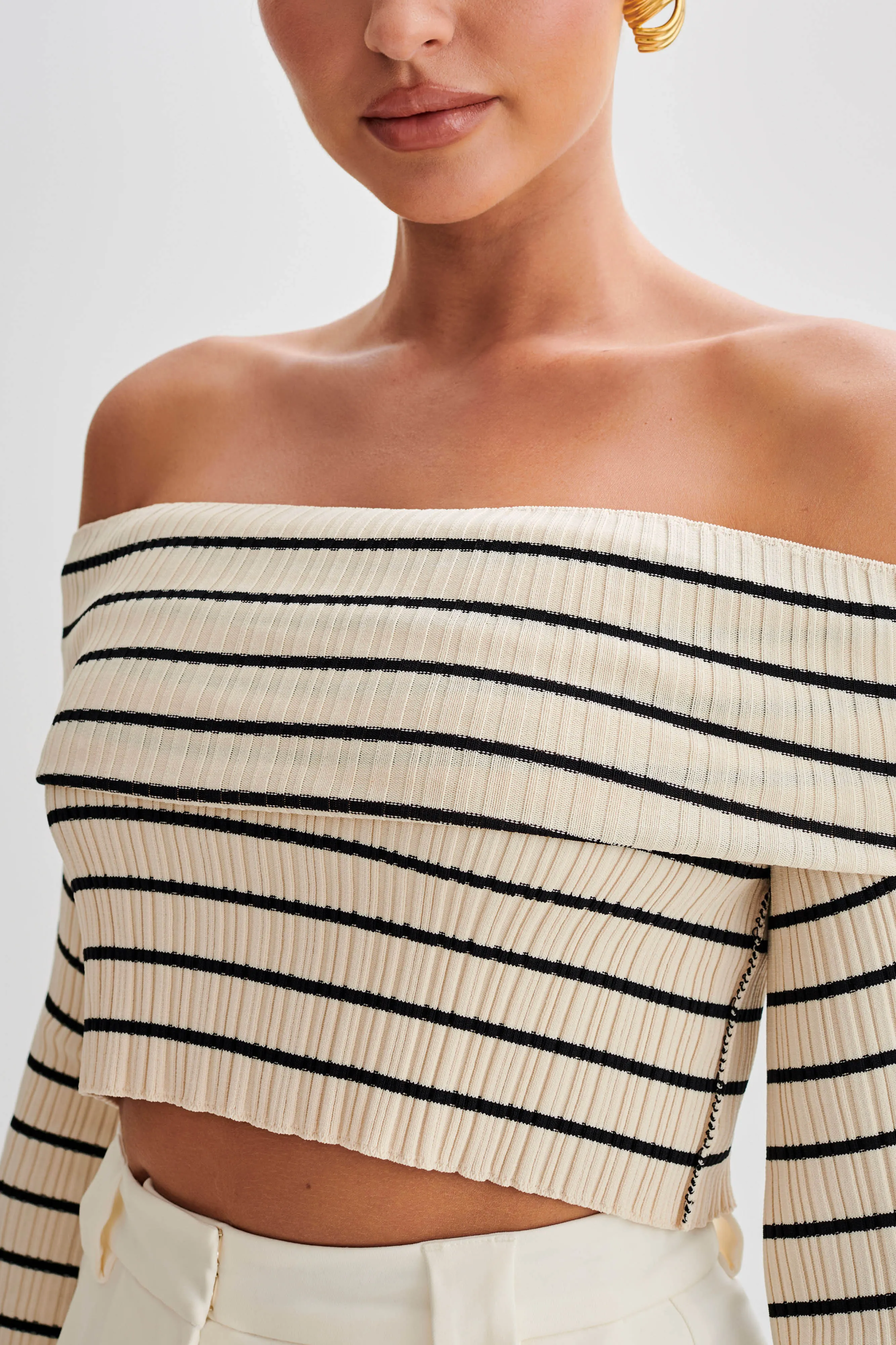 Dominica Off Shoulder Knit Top - Ivory sold by Meshki product image thumbnail 3