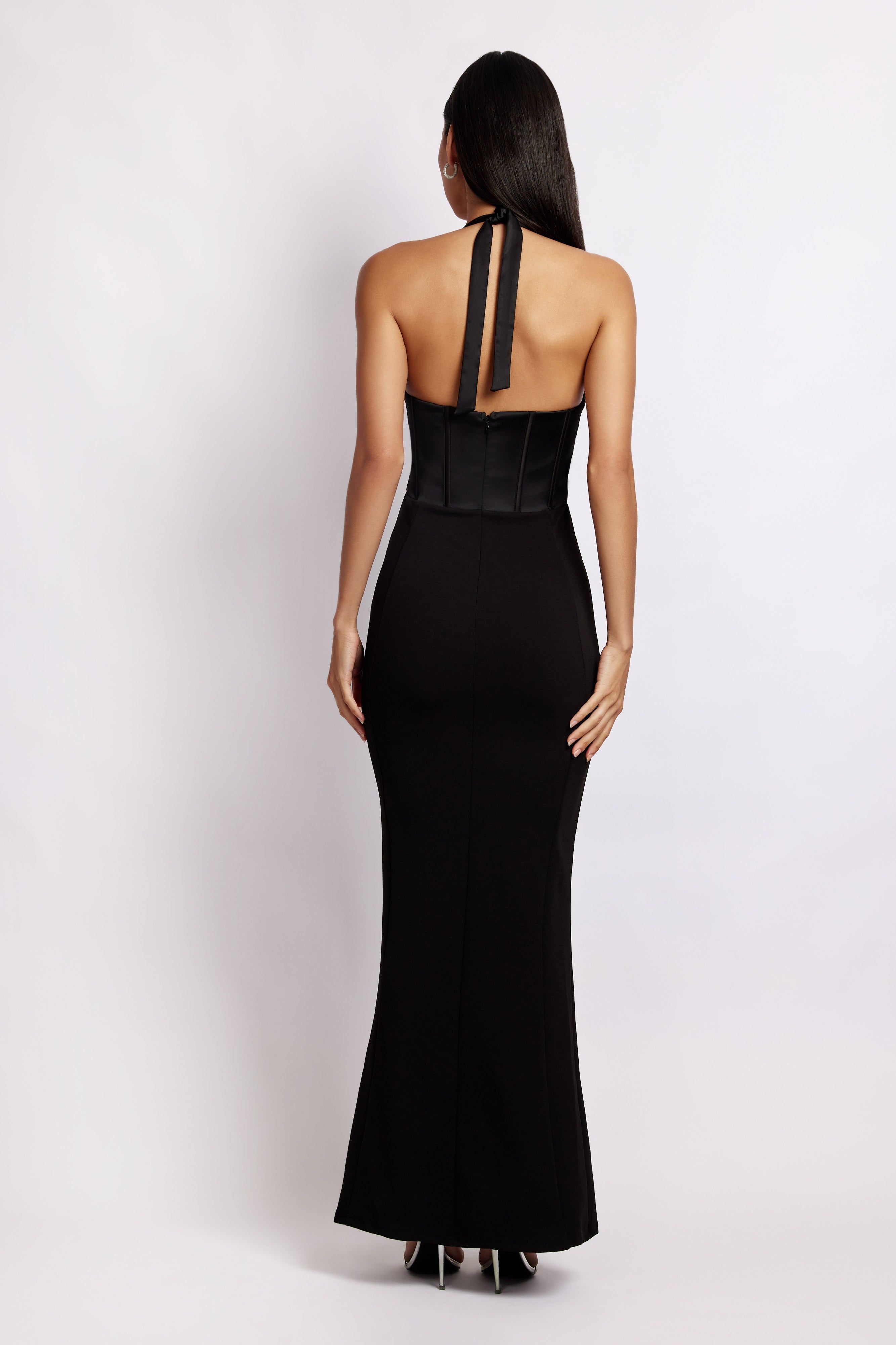 Charlize Satin Maxi Dress - Black sold by Meshki product image thumbnail 2