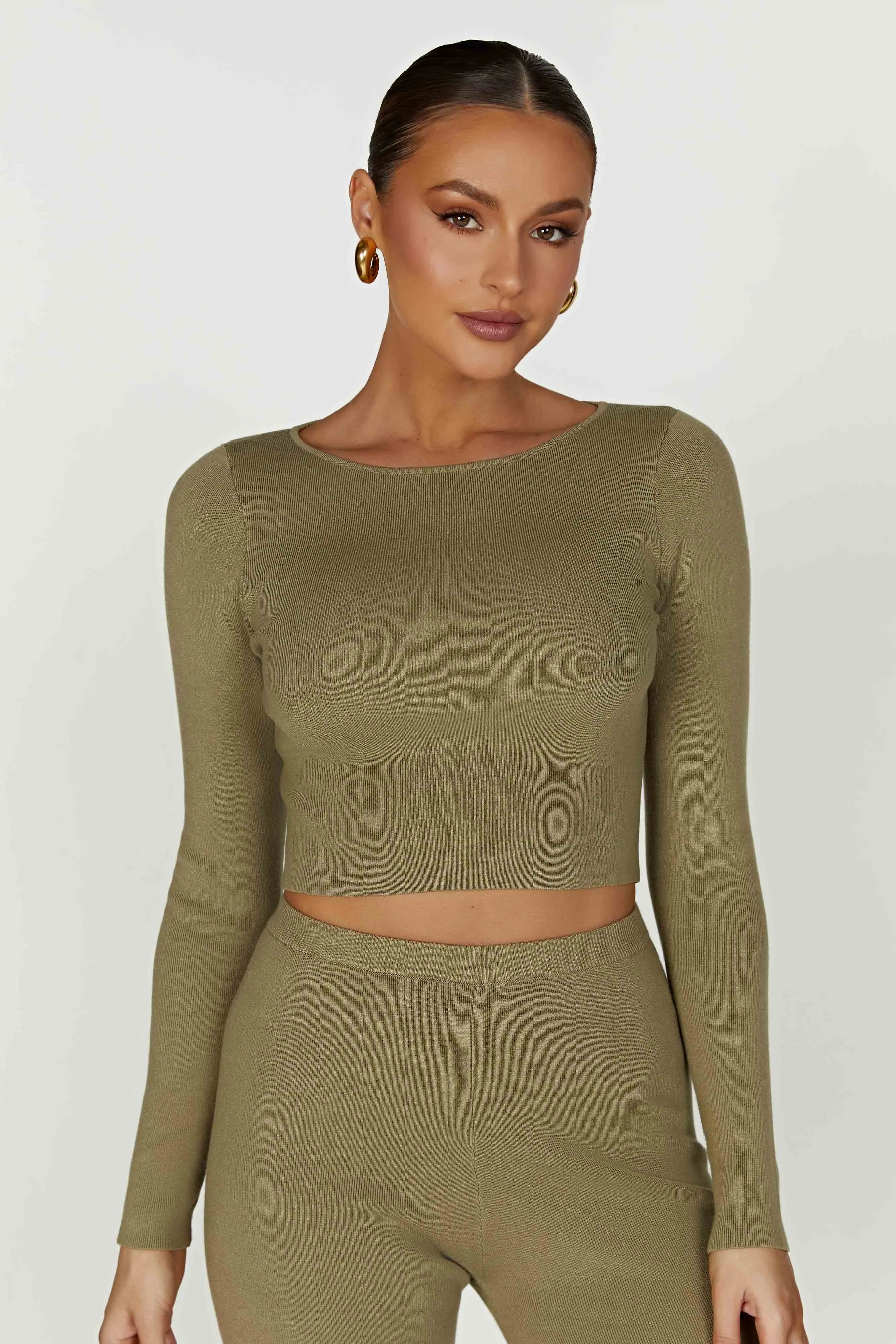Haisley Long Sleeve Knit Top - Olive sold by Meshki