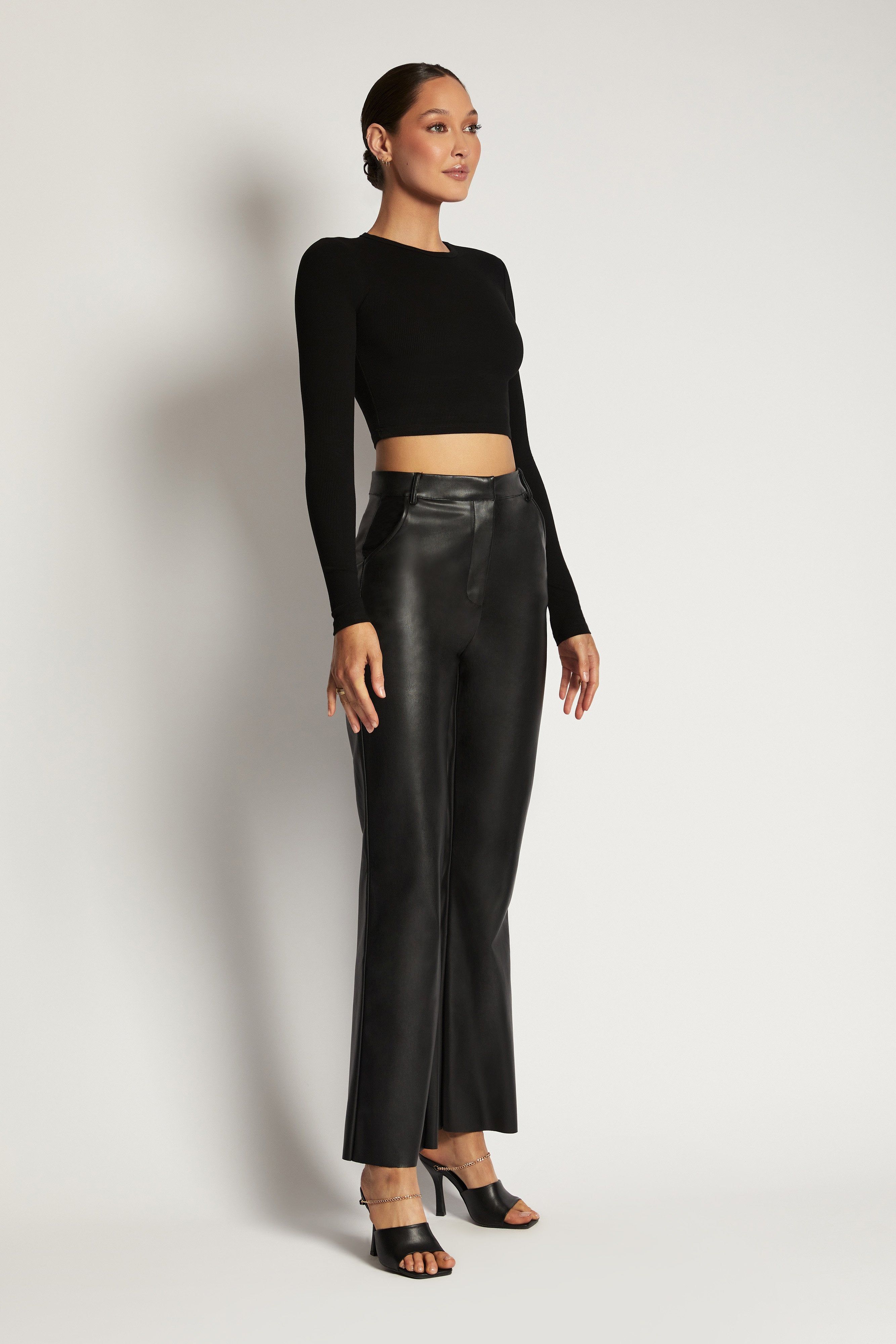 Caroline Long Sleeve Rib Crop - Black sold by Meshki product image thumbnail 7