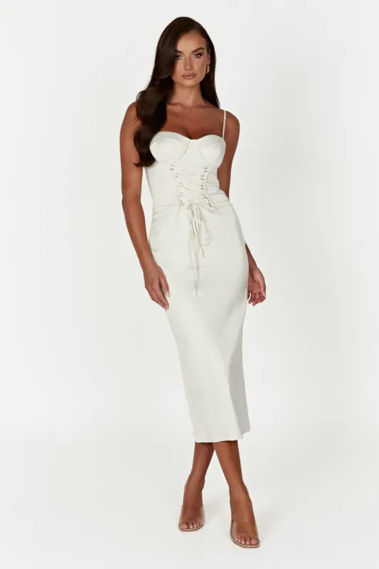 Camelia Corset Midi Dress - Ivory sold by Meshki