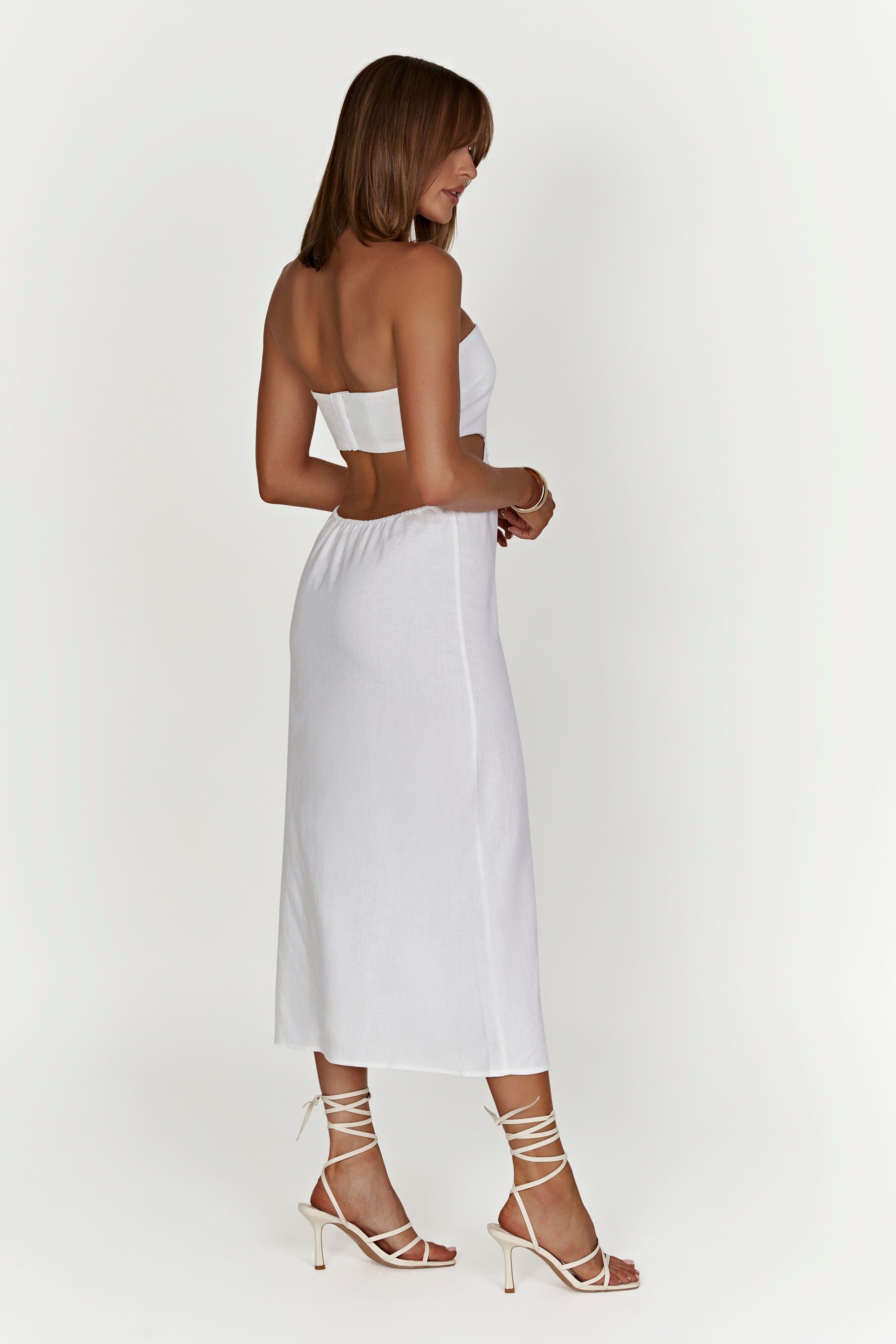 Marlow Linen Midi Dress - White sold by Meshki product image thumbnail 4
