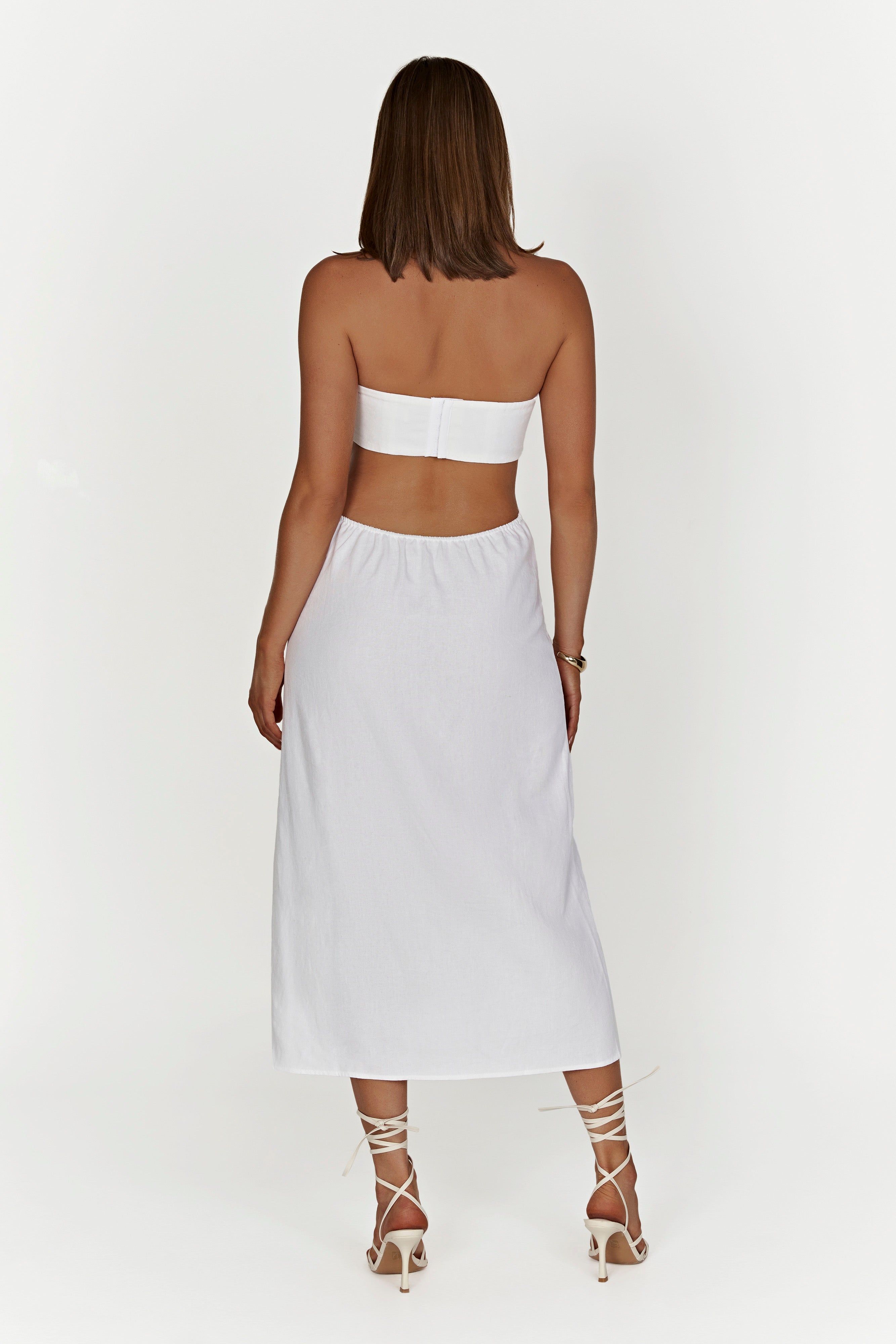 Marlow Linen Midi Dress - White sold by Meshki product image thumbnail 2