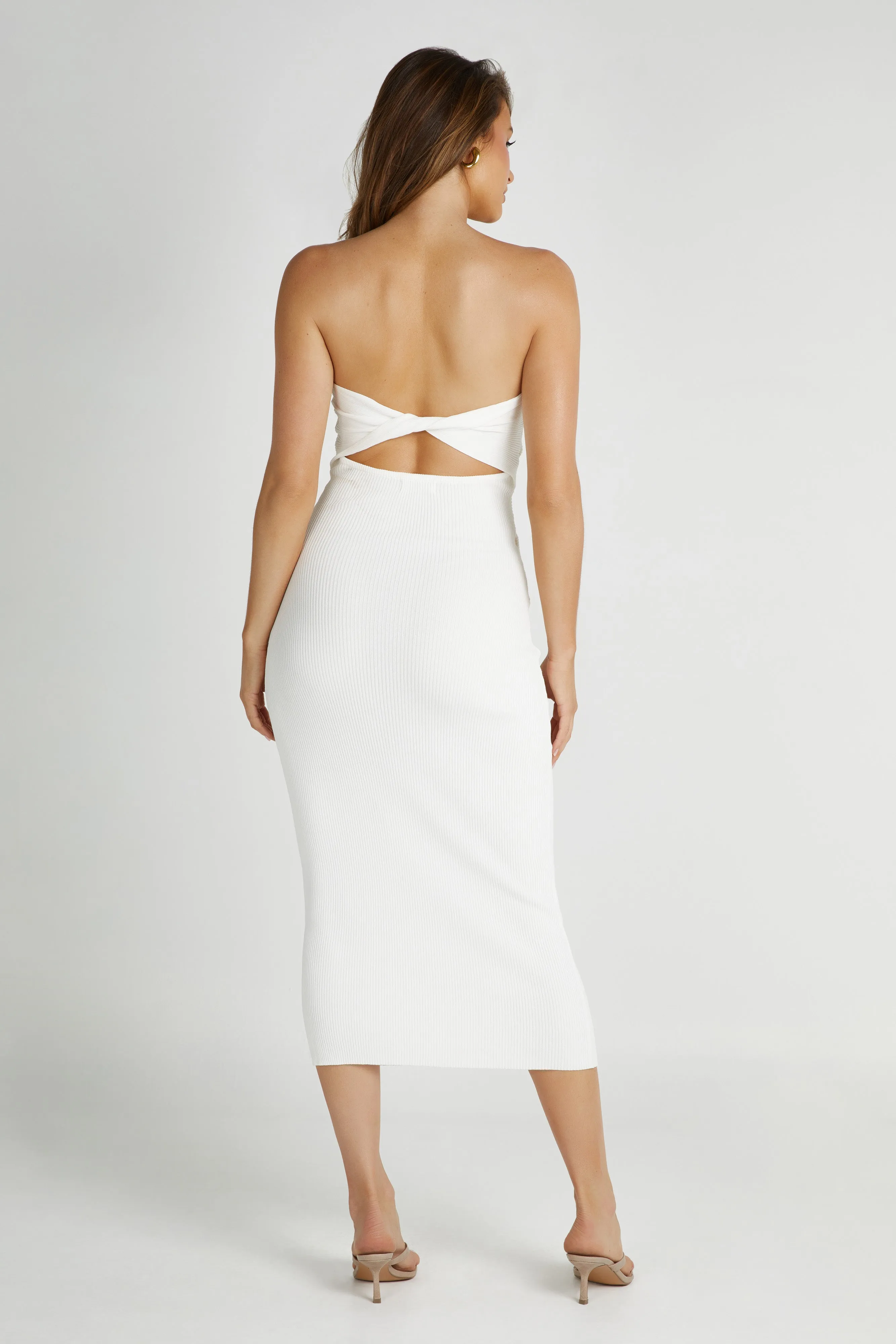 Gabrielle Twist Knit Midi Dress - White sold by Meshki product image thumbnail 3
