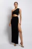 Paige Ruched Side Cut Out Maxi Dress - Black sold by Meshki