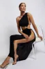 Paige Ruched Side Cut Out Maxi Dress - Black sold by Meshki