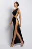 Paige Ruched Side Cut Out Maxi Dress - Black sold by Meshki