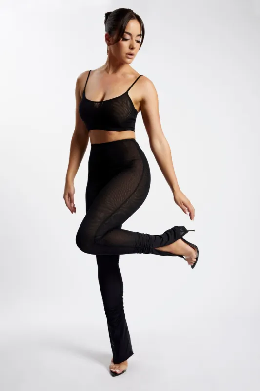 Gracie Mesh Split Leggings - Black sold by Meshki