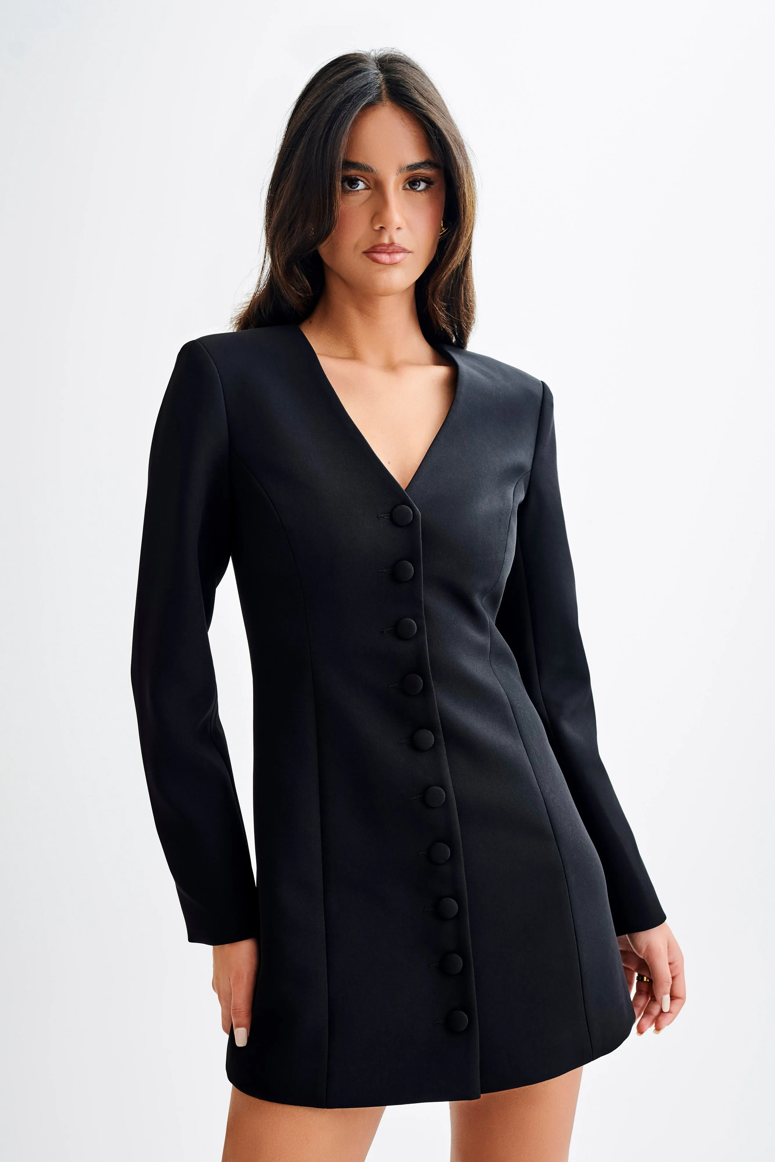 Hurley Long Sleeve Blazer Mini Dress - Black sold by Meshki product image thumbnail 4