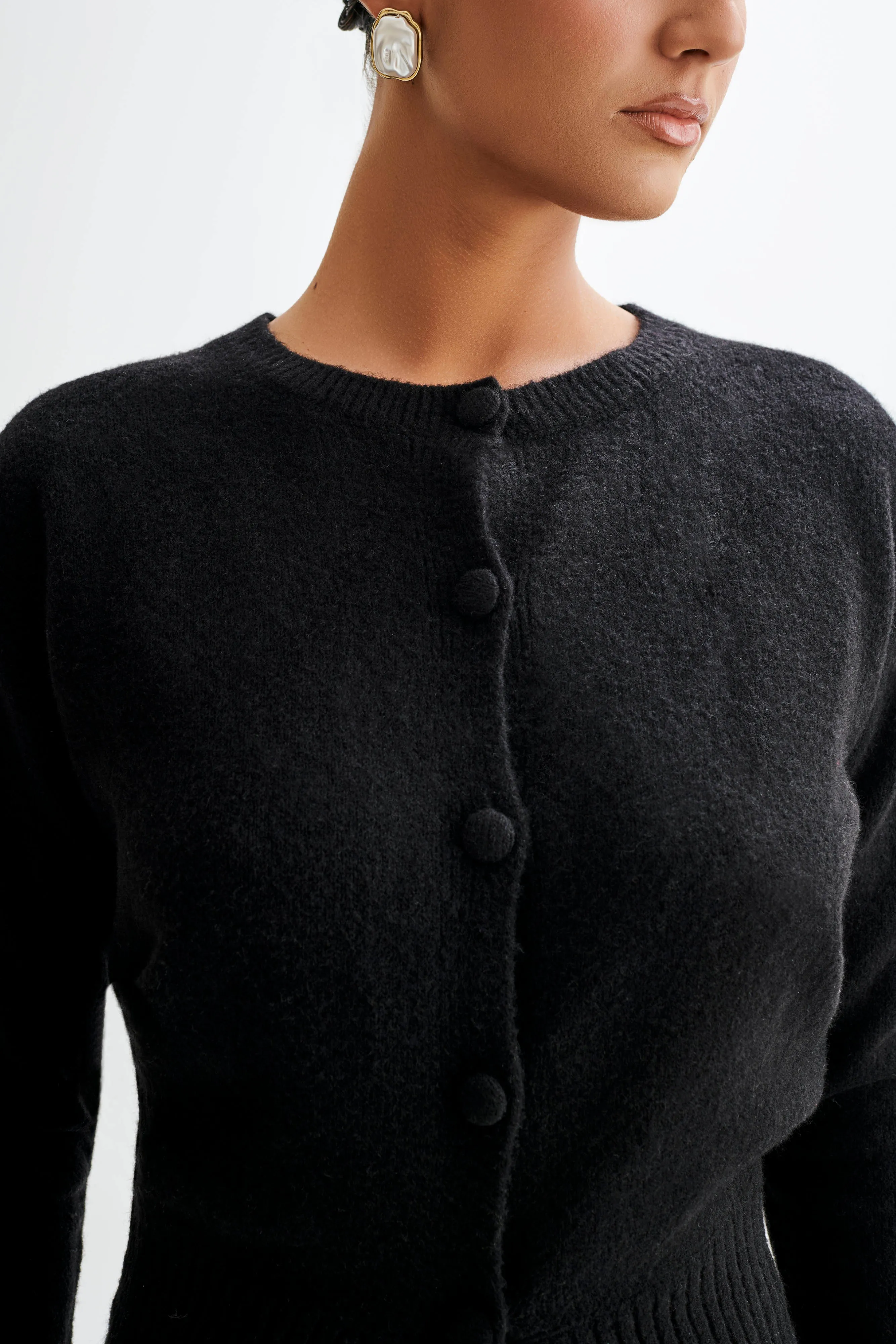 Genevieve Oversized Knit Cardigan - Black sold by Meshki product image thumbnail 3