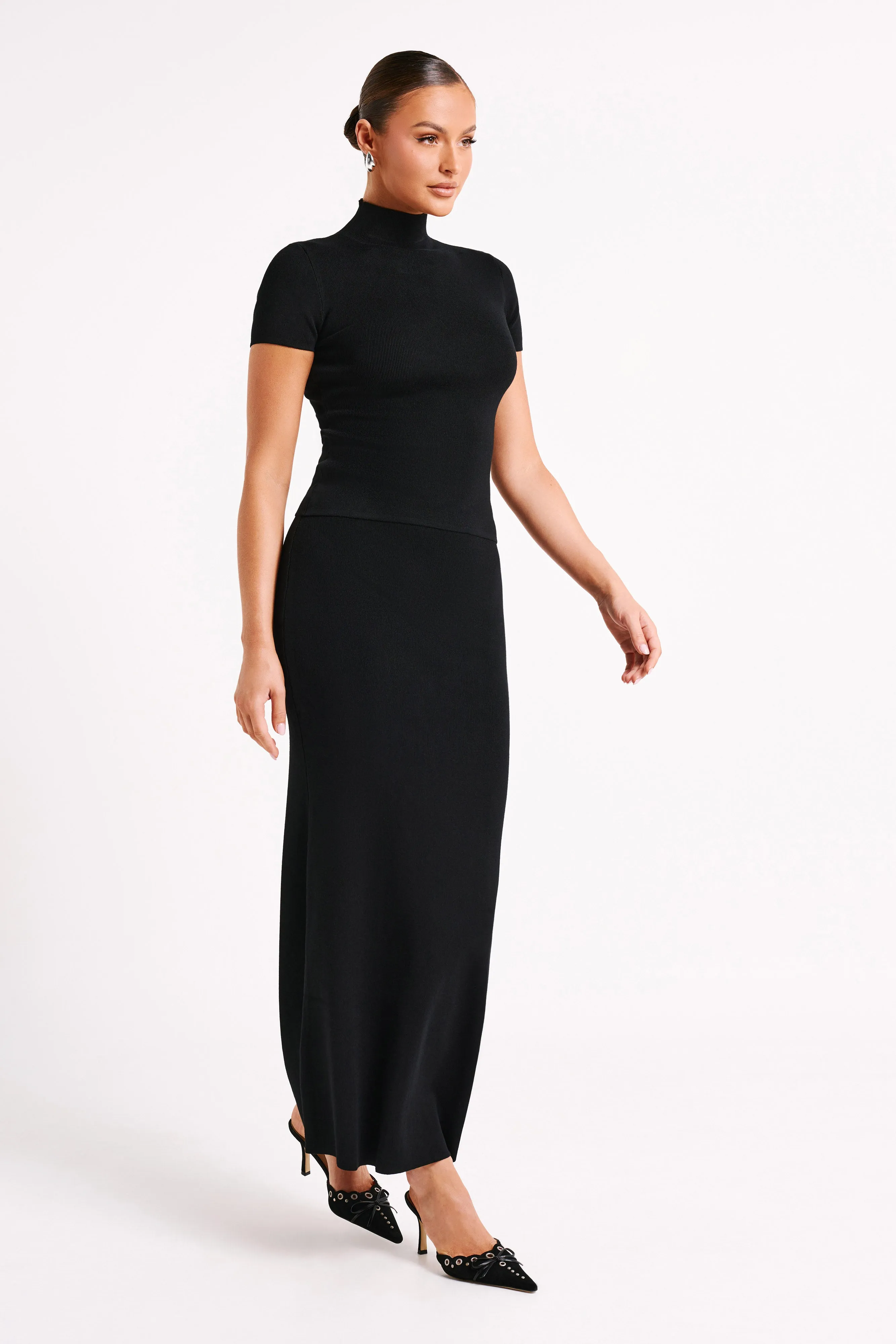 Marianna Ribbed High Neck Top - Black sold by Meshki product image thumbnail 5