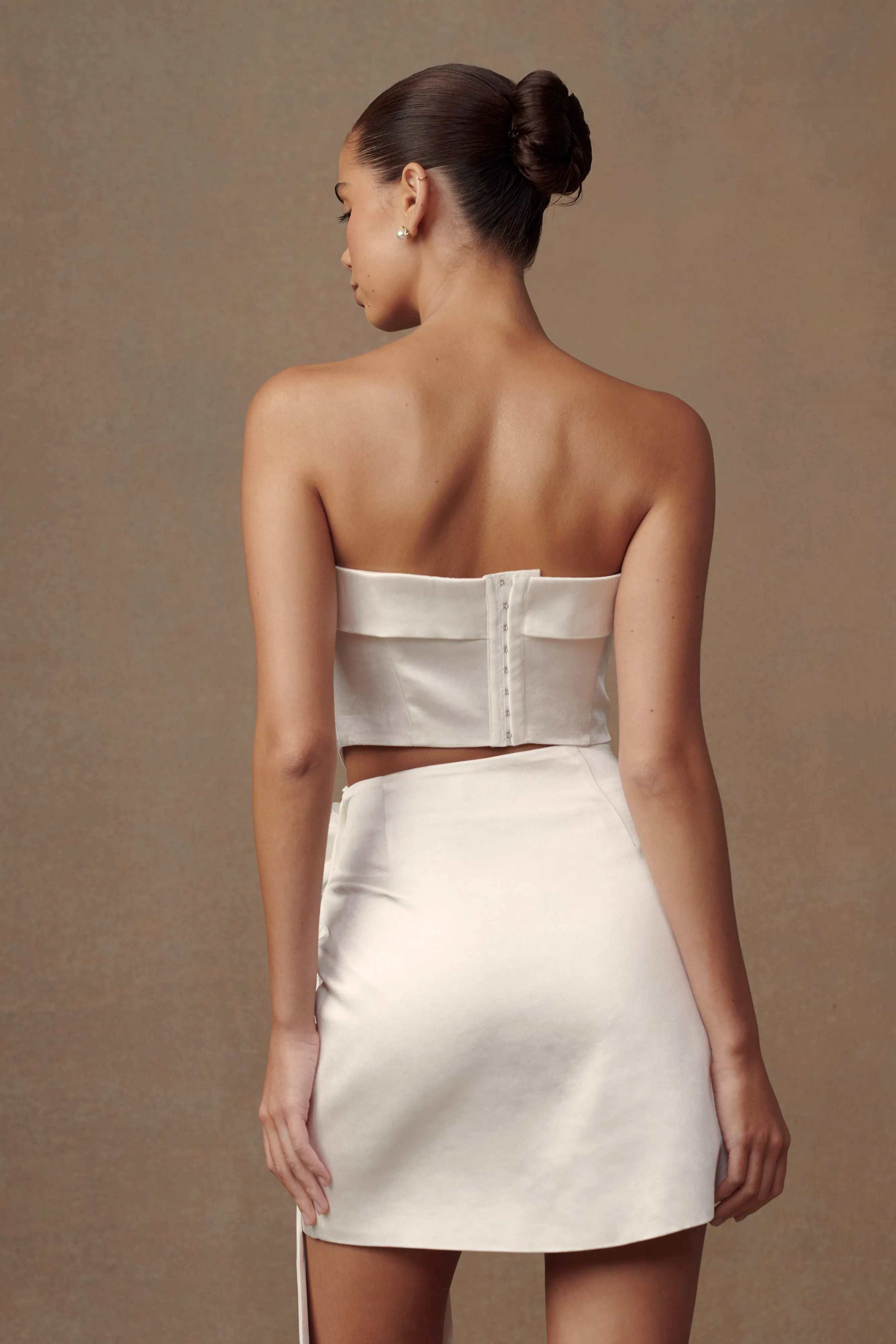 Margot Strapless Rose Corset - White sold by Meshki product image thumbnail 2