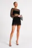 Hilton Diamante Mesh Mini Skirt - Black sold by Meshki